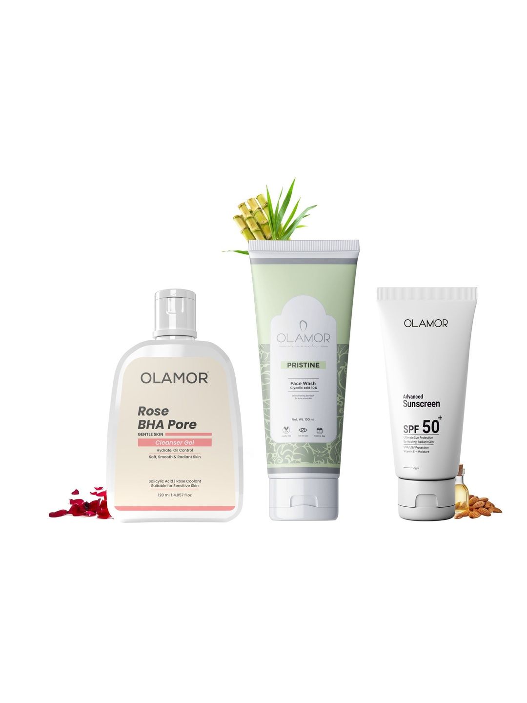 OLAMOR Set Of 3 Rose Cleanser & Pristine Face Wash With Sunscreen 50+-picture-11