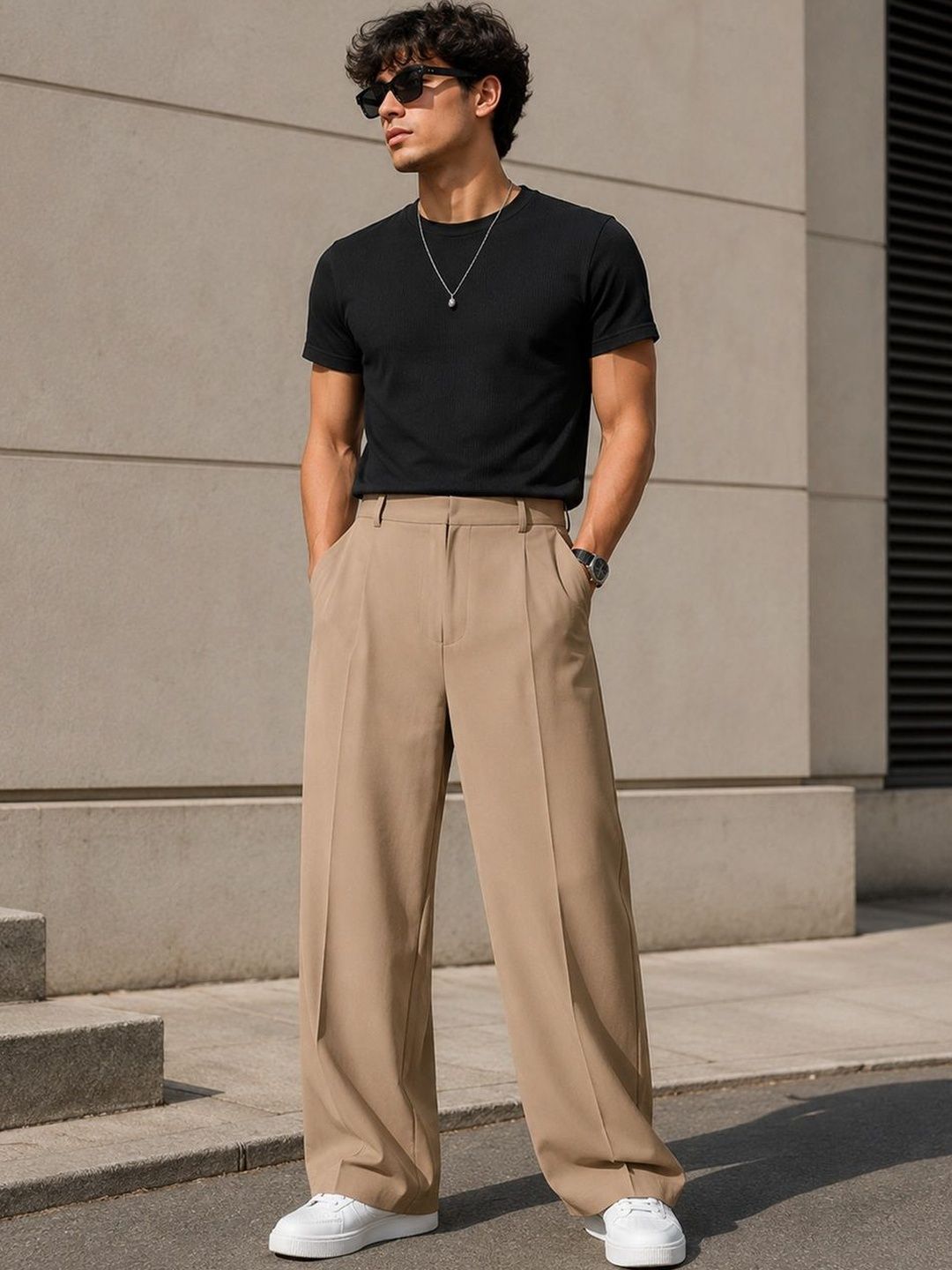 SENDIPO Men Smart Loose Fit High-Rise Easy Wash Pleated Trousers-picture-19