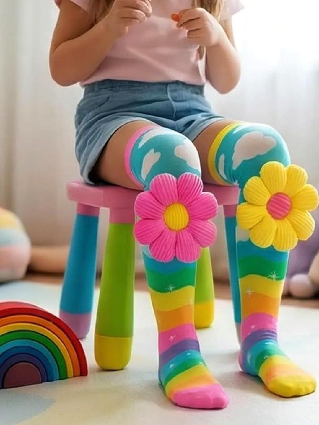 Khwaish Store Unisex Kids Cotton Assorted Patterned Knee Length Socks-picture-14