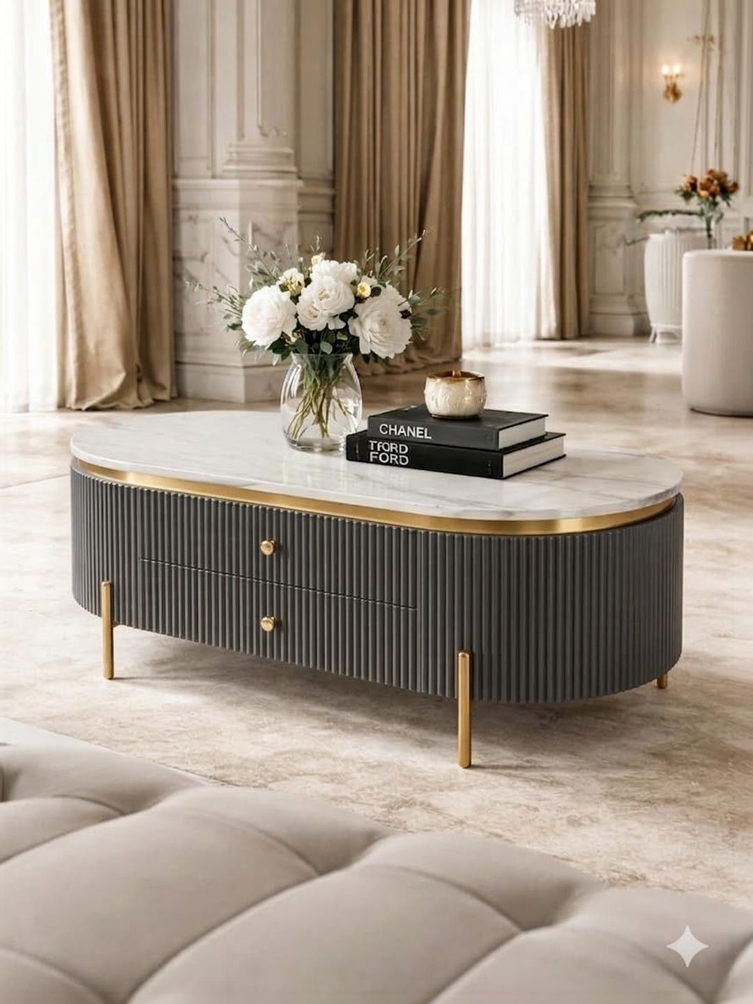 PAAM WOOD Grey Oval Coffee Table-image-9