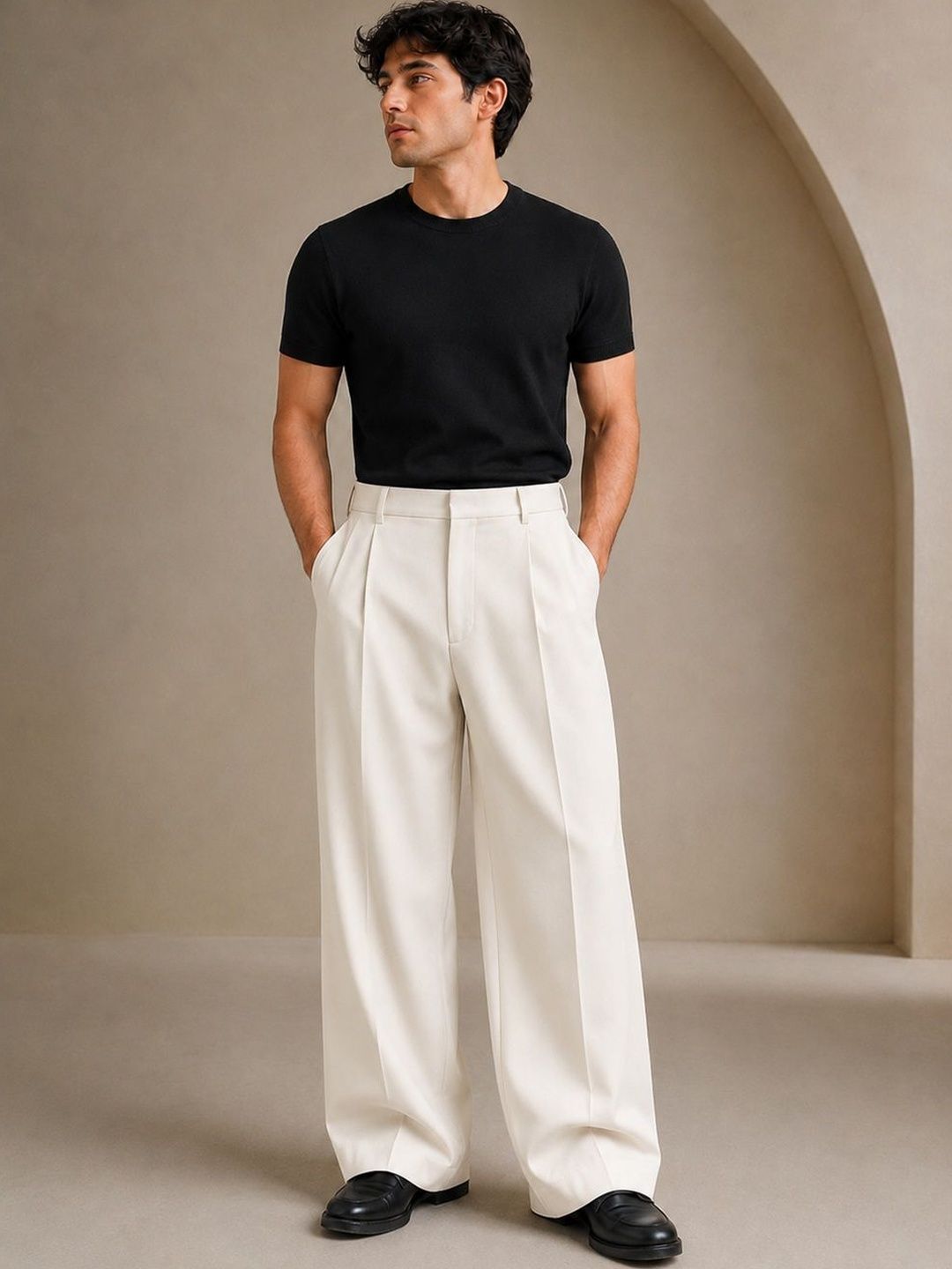 SENDIPO Men Smart Loose Fit High-Rise Easy Wash Pleated Trousers-image-35