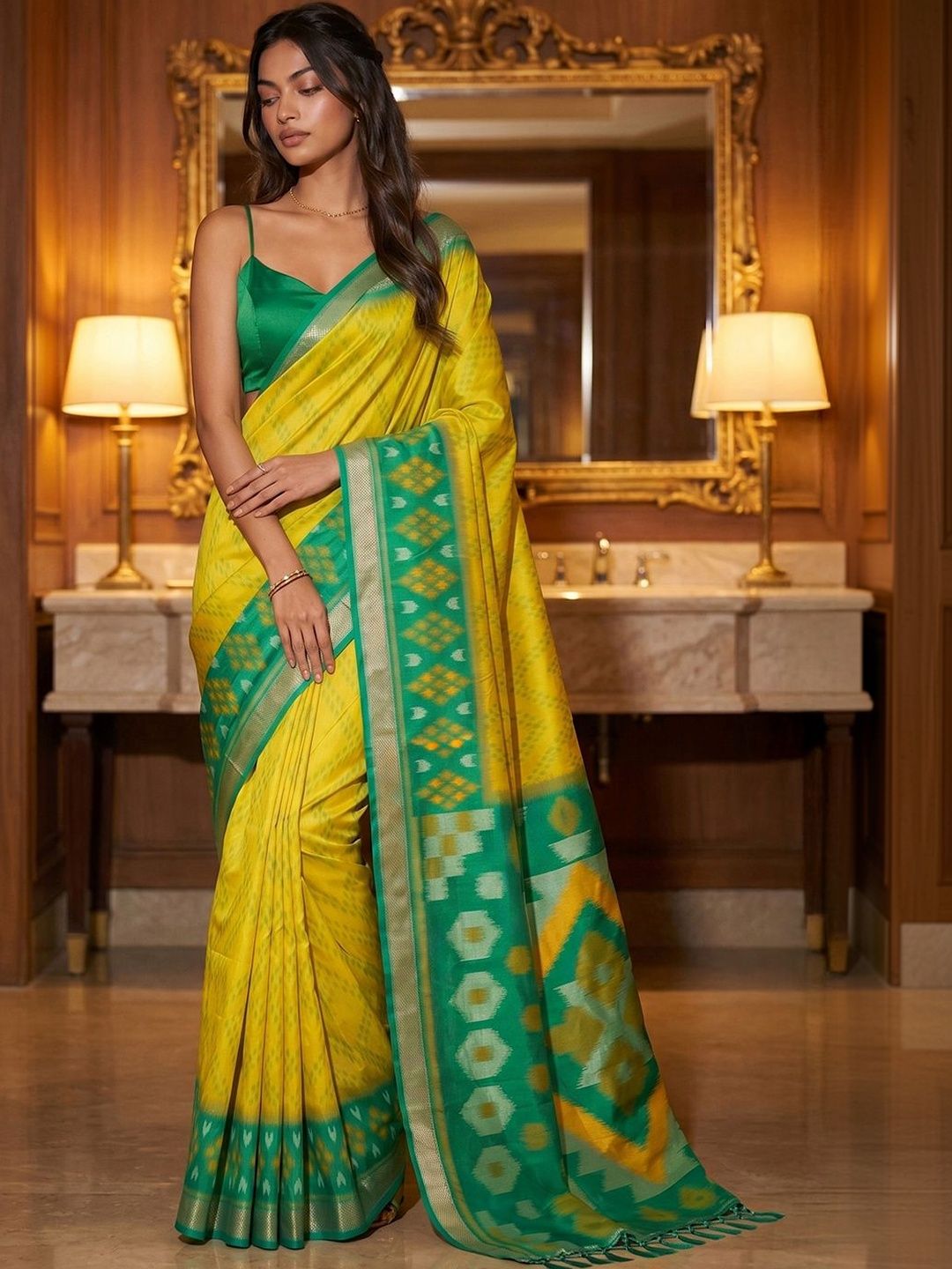 THREAD BOX Woven Design Art Silk Designer Ikat Saree-picture-24