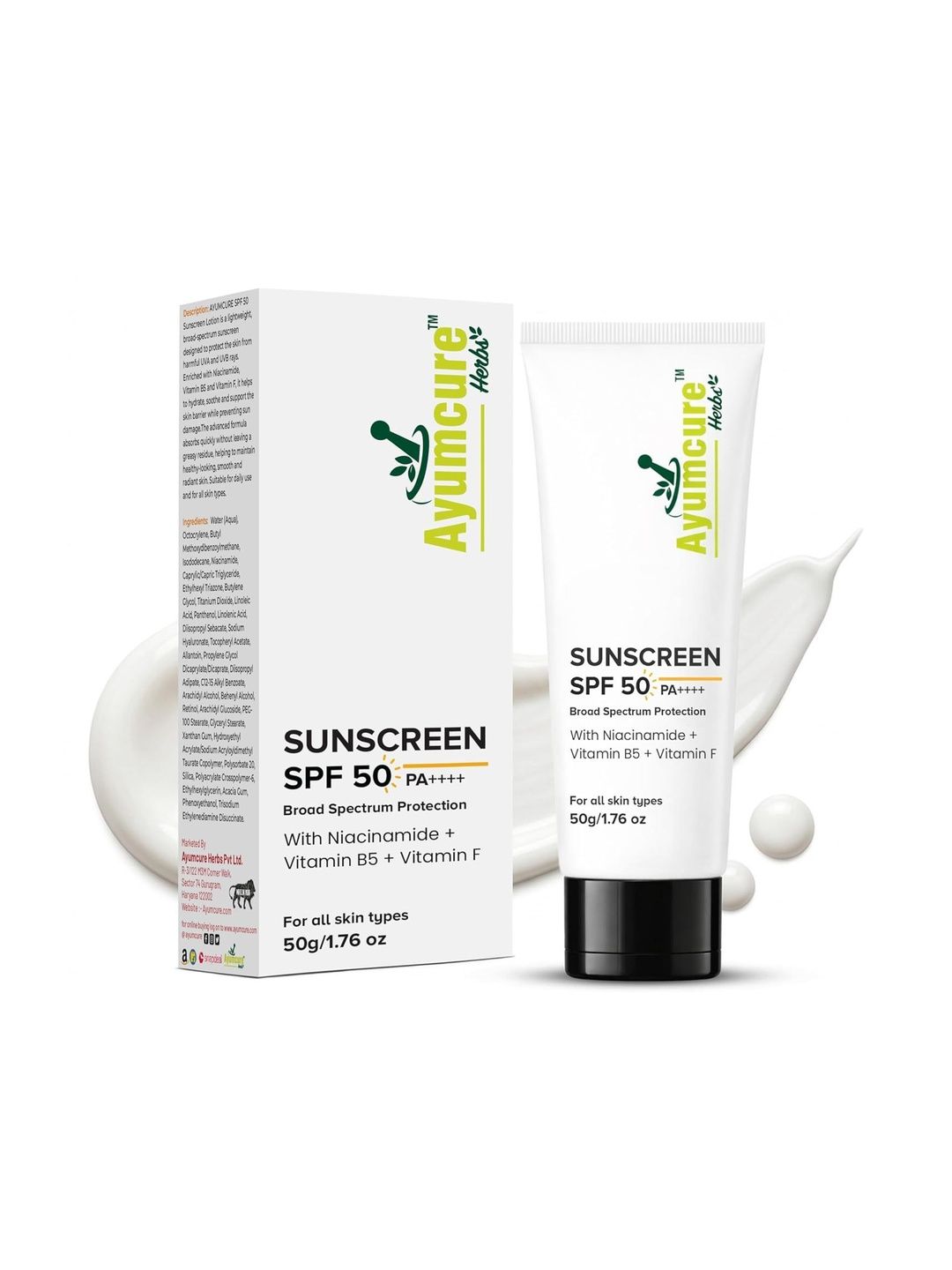 Ayumcure Niacinamide Broad Spectrum UVA-UVB Protection SPF 50 PA++++ Sunscreen - 50g-image-35