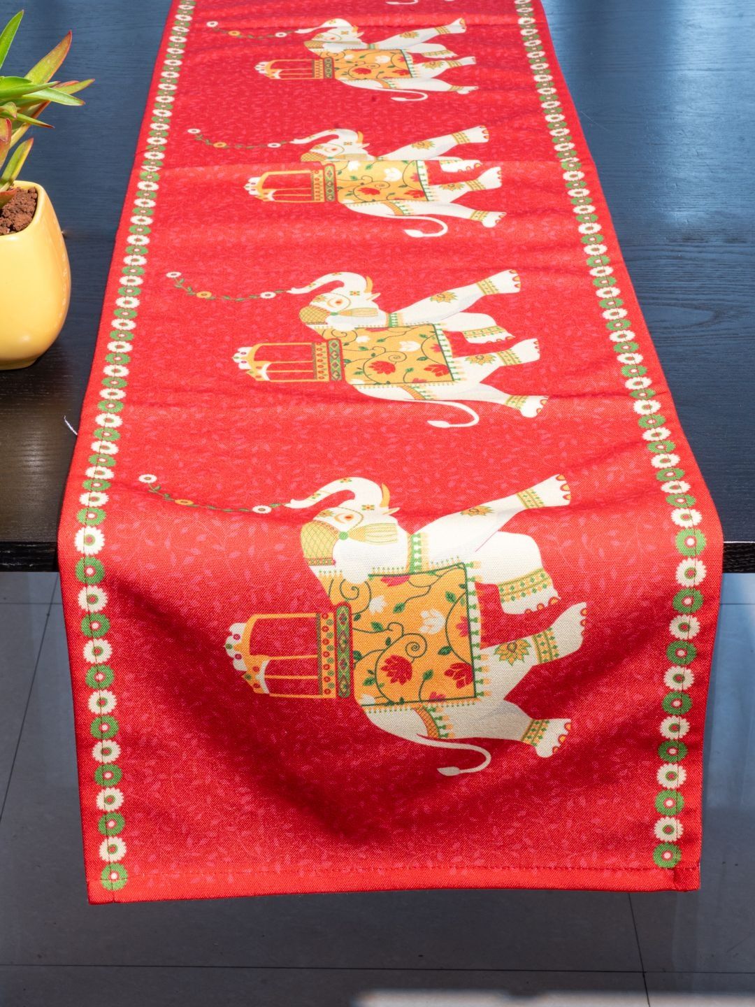 Indisca Designs White & Red Printed Table Runners-image-7