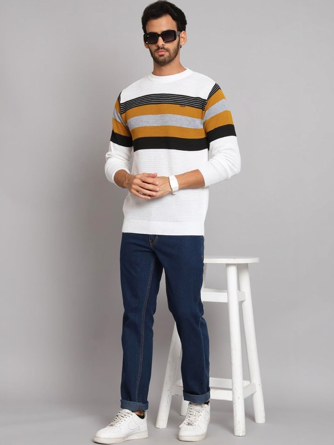 eWools Men Striped Woollen Pullover-picture-55