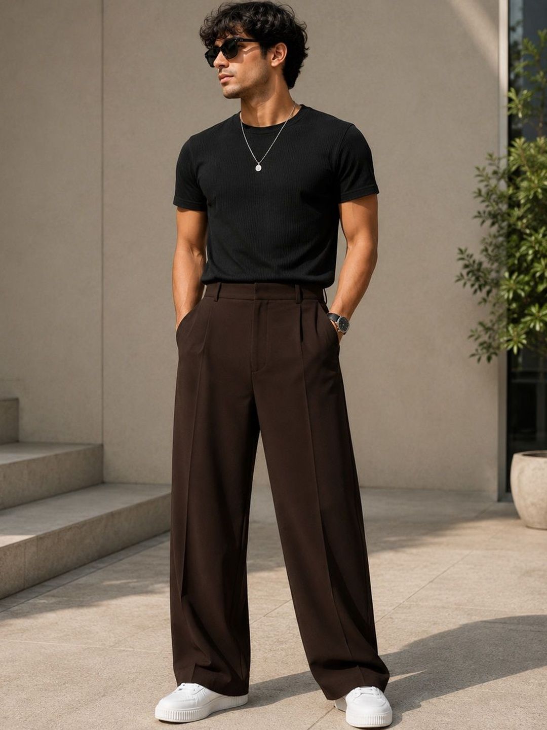 SENDIPO Men Smart Loose Fit High-Rise Easy Wash Pleated Trousers-picture-27