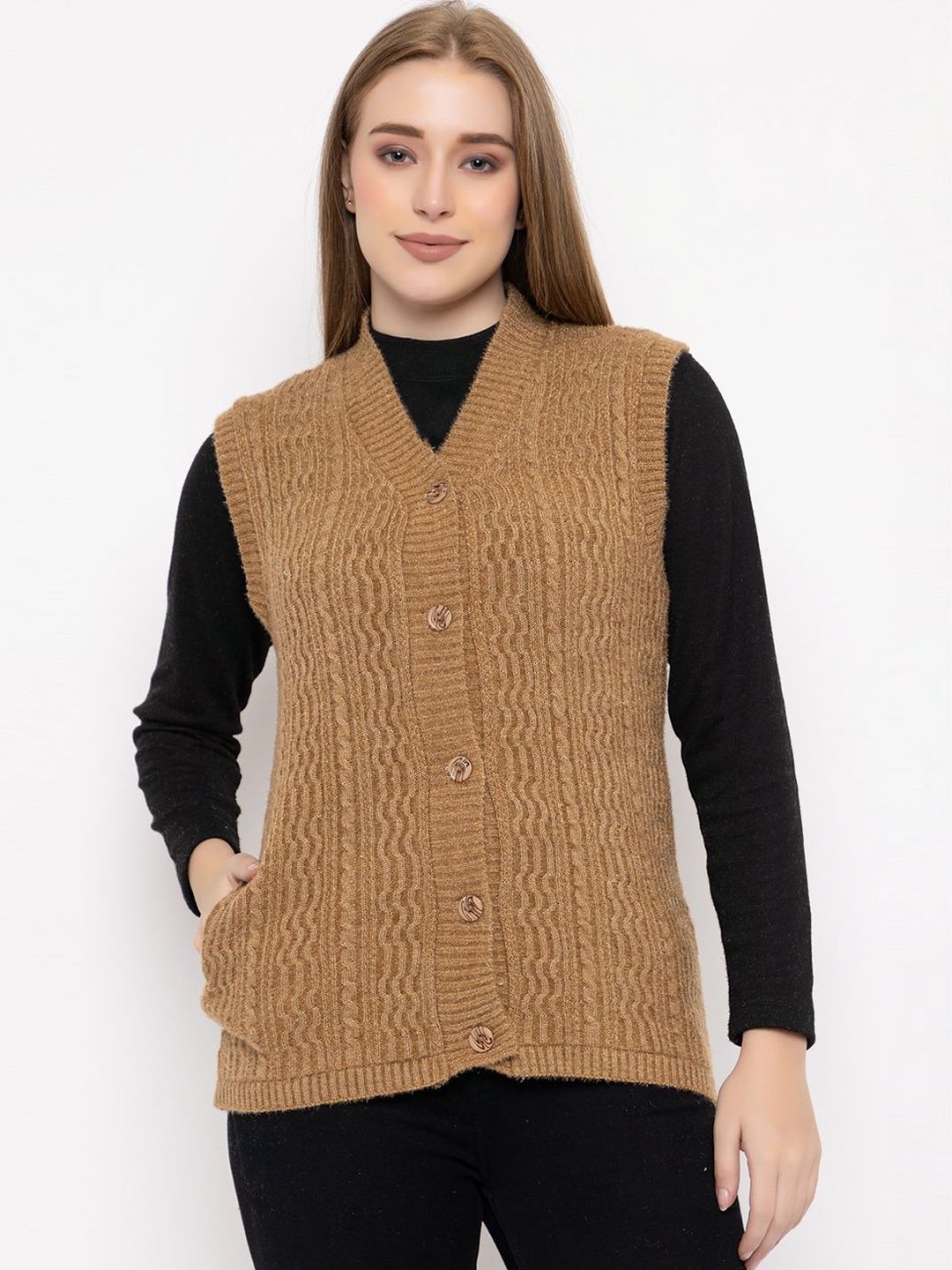 VENATORIA Self Design V Neck Sweater-picture-32