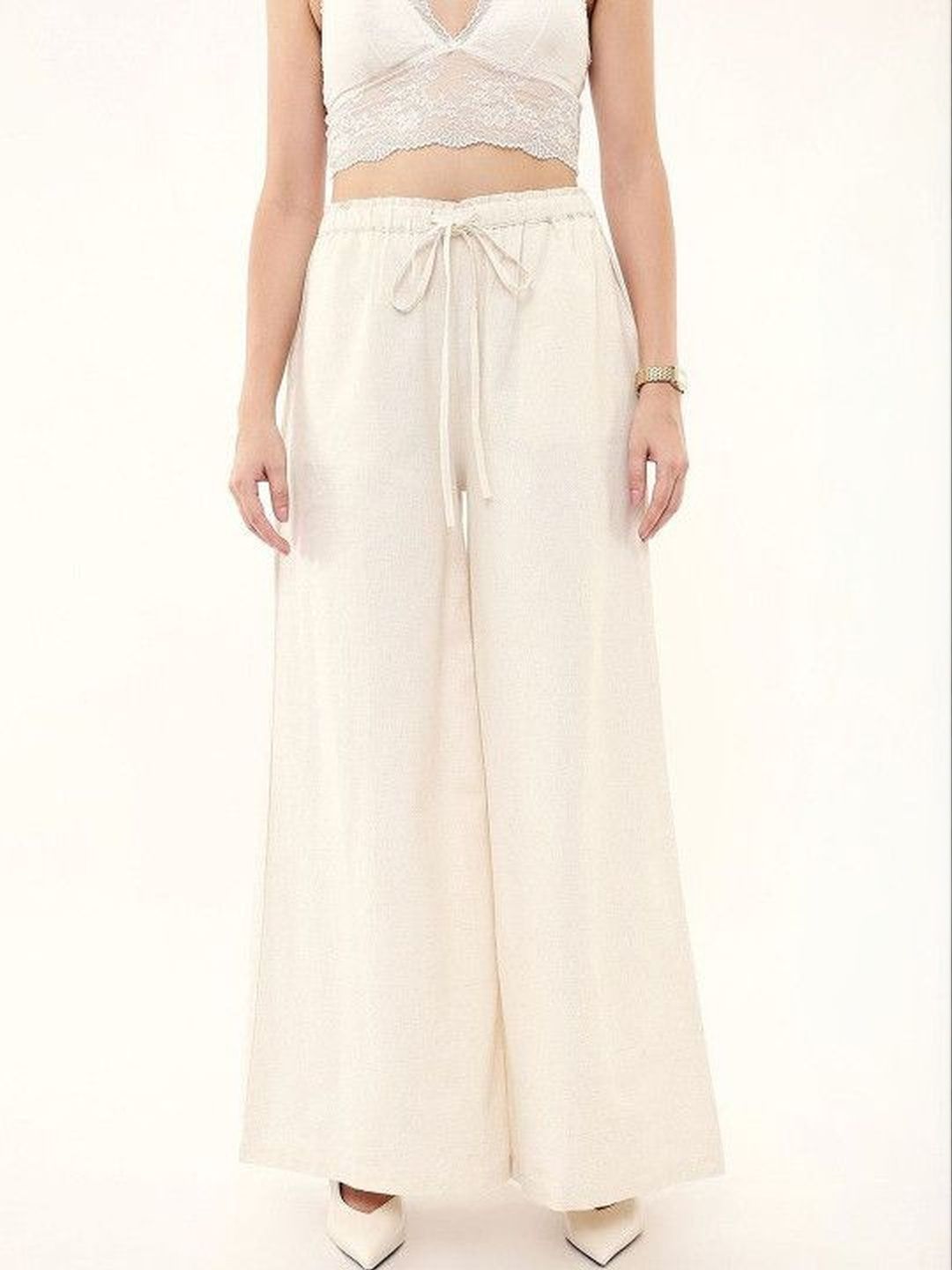 Dennis Lingo Women Flared High-Rise Easy Wash Culottes Trousers-picture-49