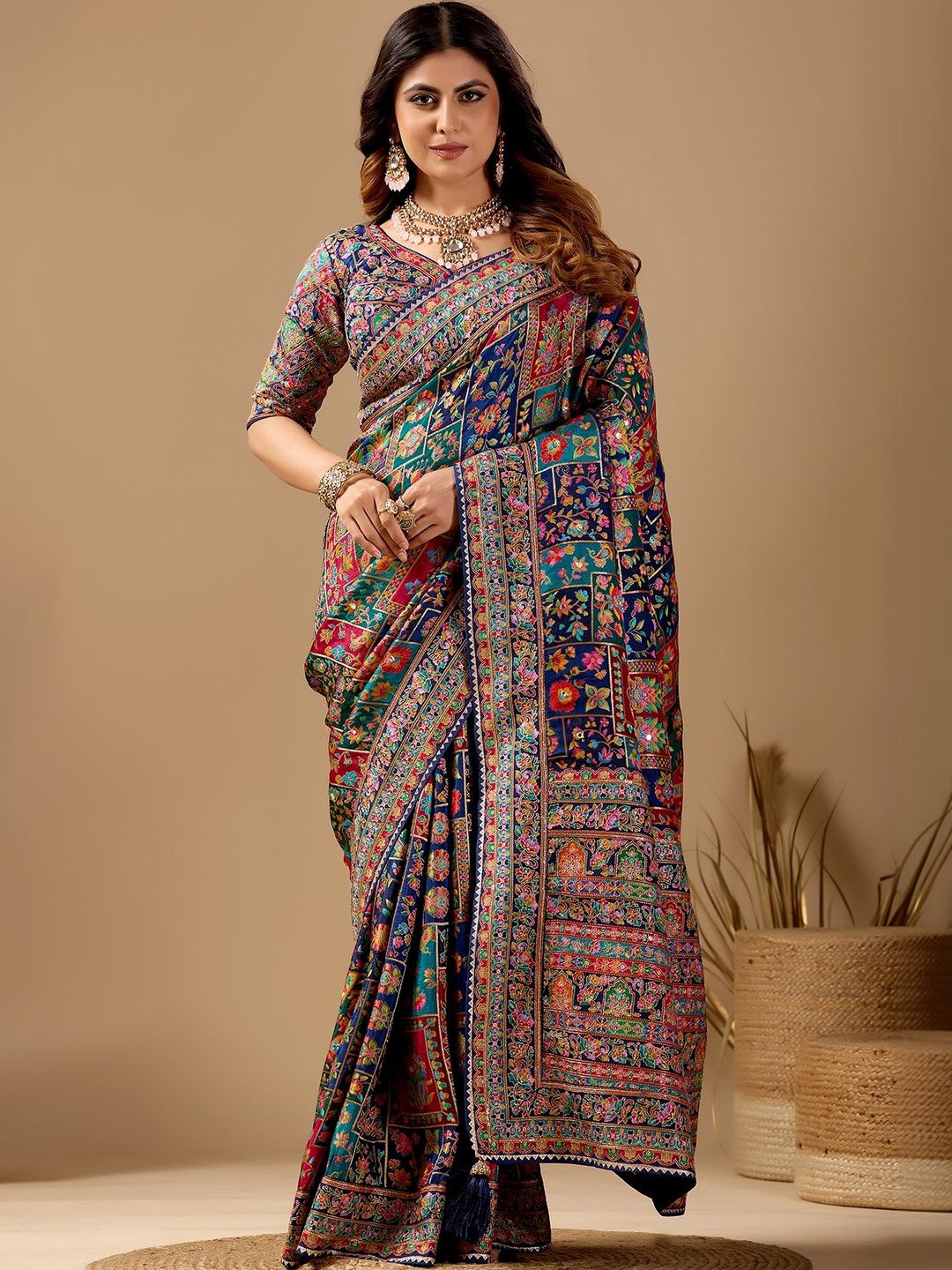 SP SAREES Paisley Embroidered Art Silk Designer Banarasi Saree-picture-27