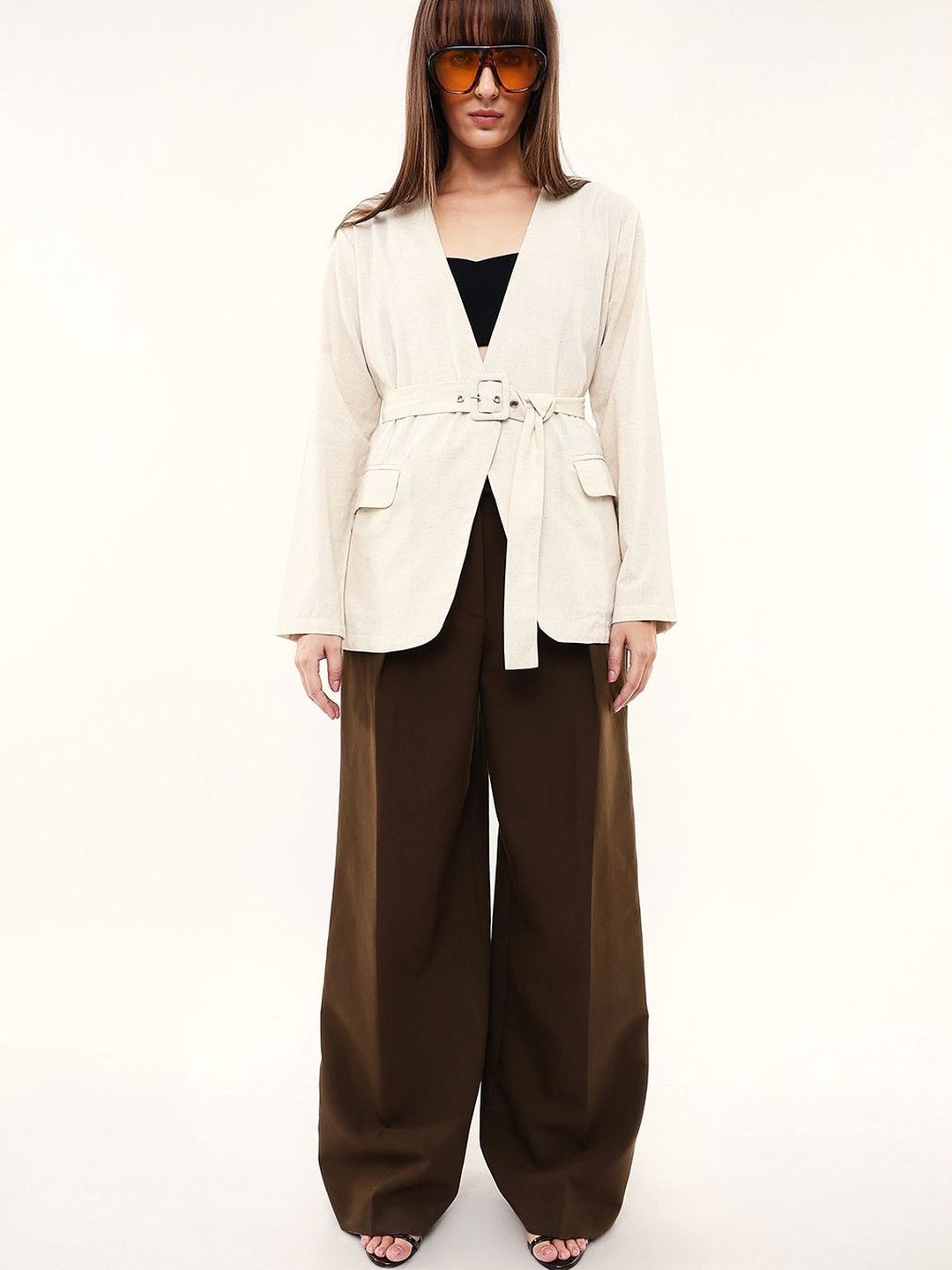 DL Woman Notched Lapel Open Front Blazers-picture-54