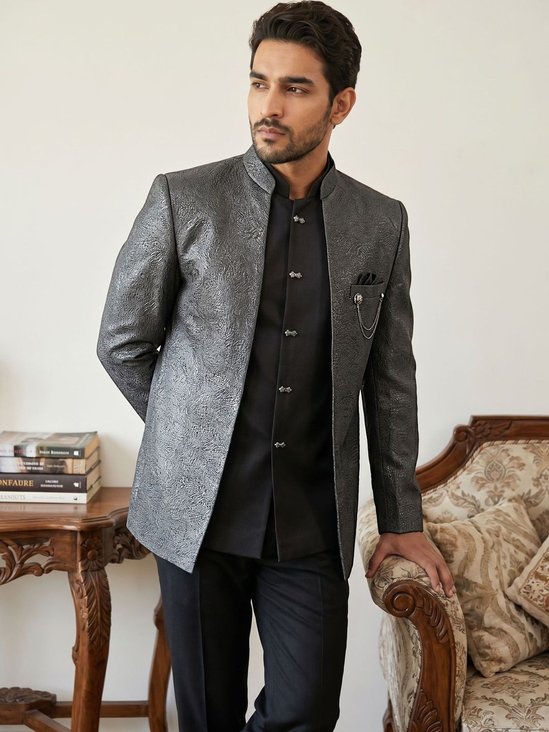 Jompers Woven Design Indo-Western Set-picture-52
