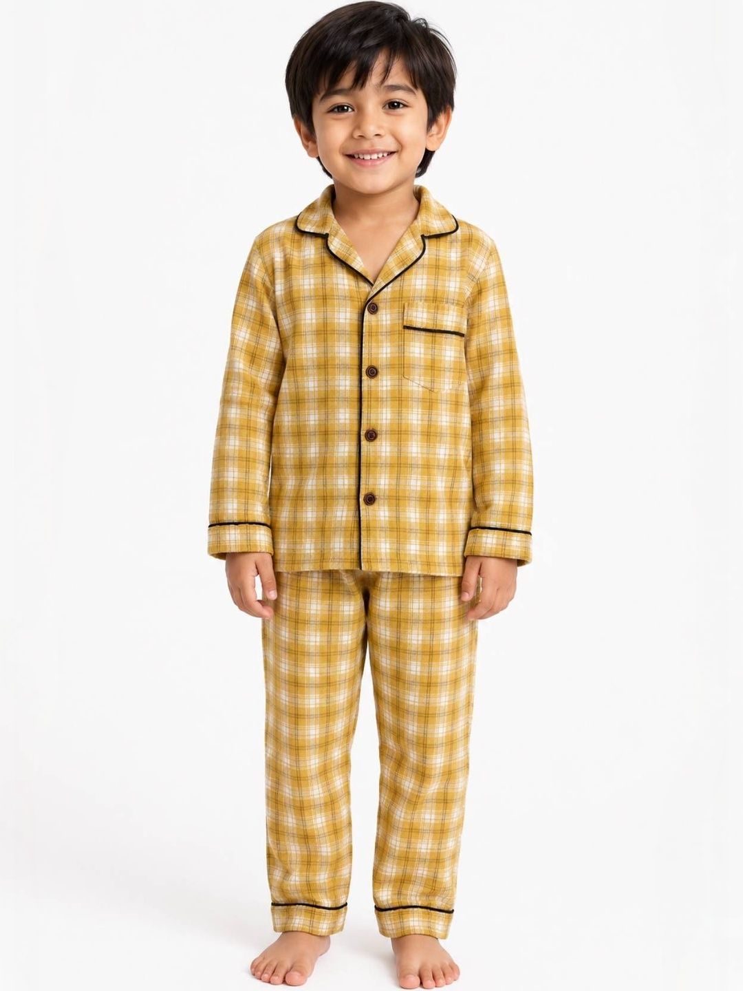 Parentree organics Unisex Kids Checked Long Sleeves Nightdress-image-11