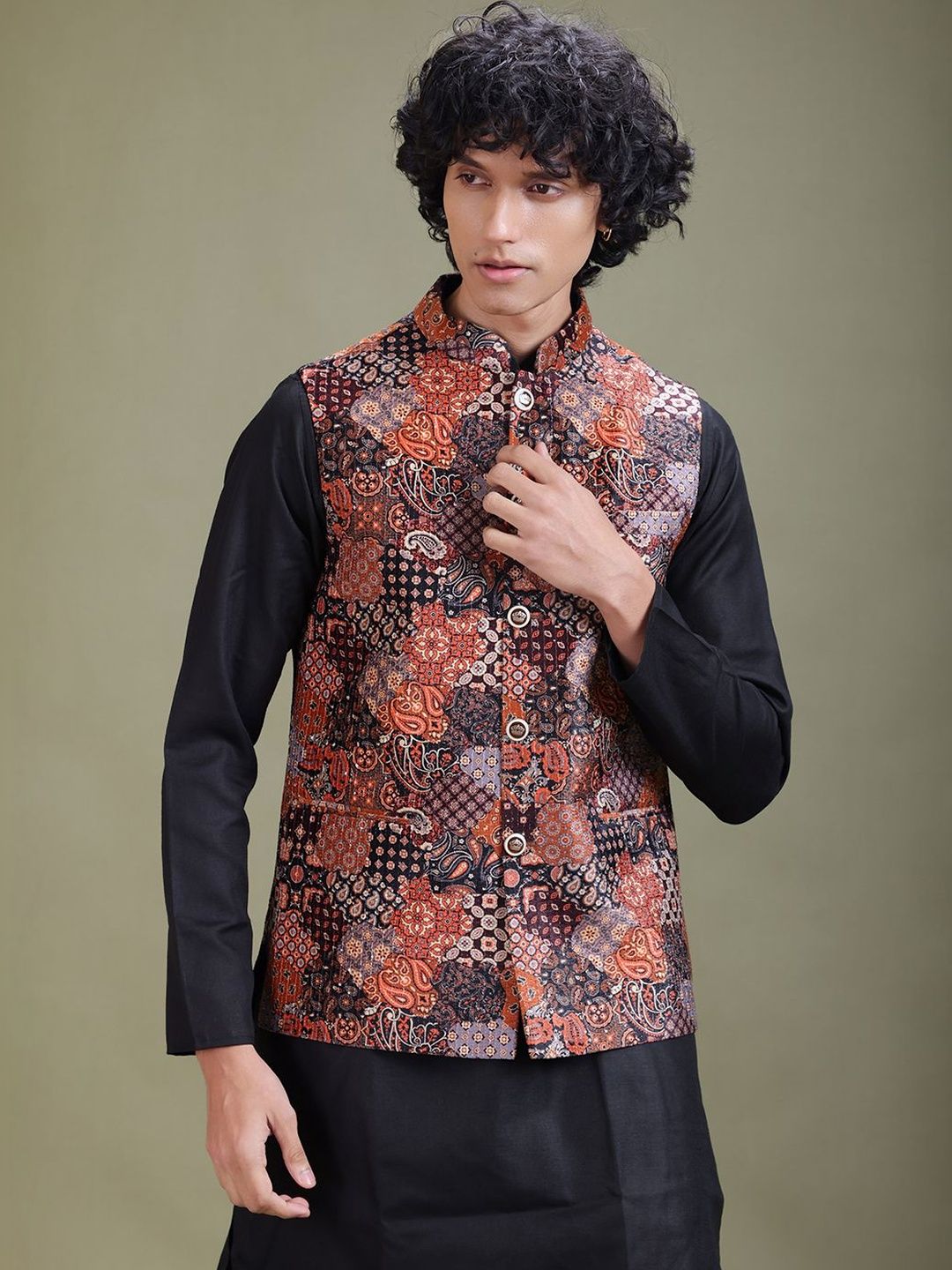 EKYAA Printed Woven Nehru Jackets-picture-21