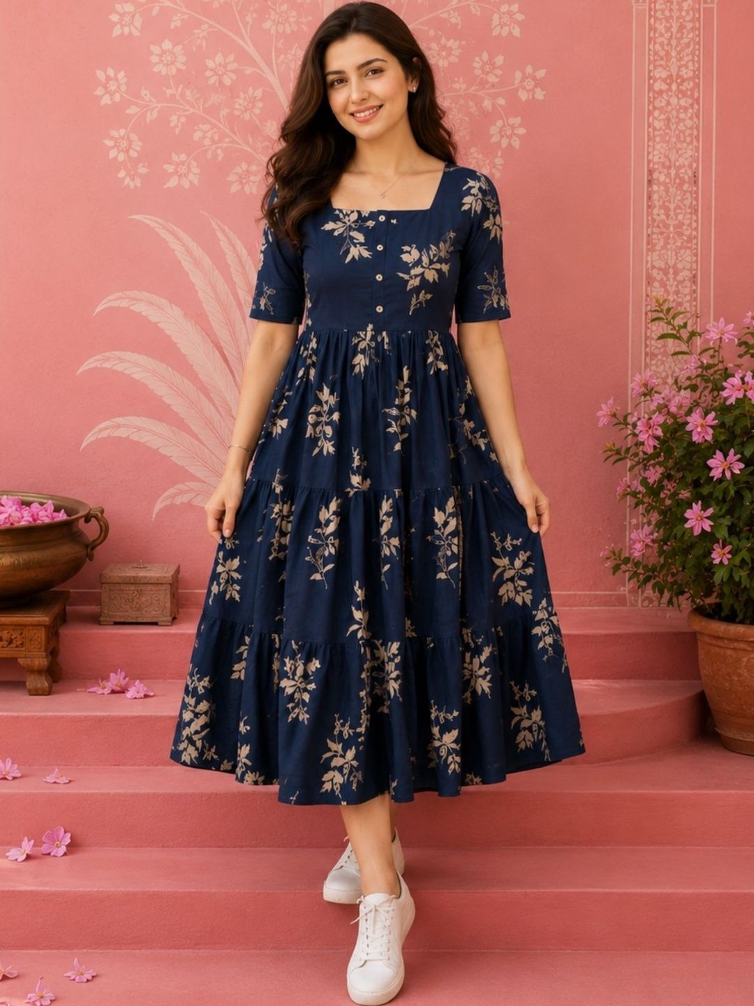 NAVYAAZRI Floral Print A-Line Midi Dress-picture-37