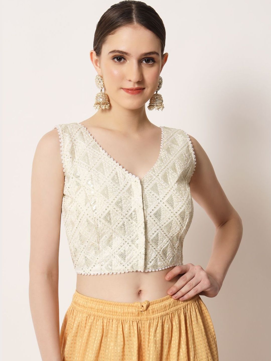 Moda Rapido Embroidered Sequinned Saree Blouse-image-3