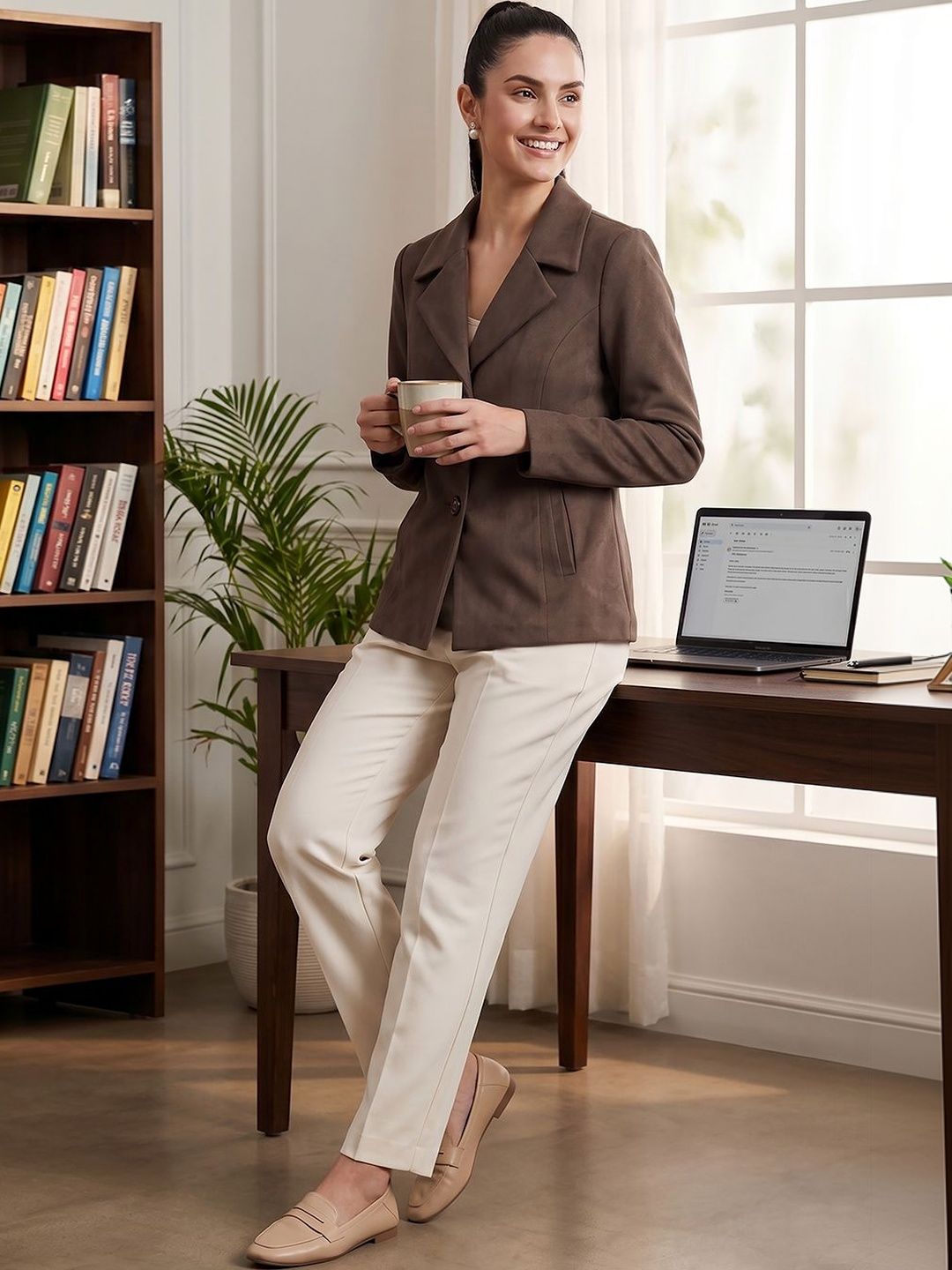 Navsha Notched Lapel Single-Breasted Tailored Fit Blazers