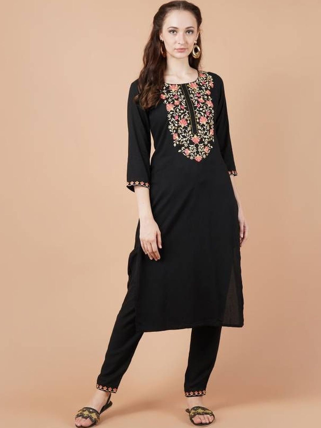 JBTEX Women Floral Embroidered Regular Thread Work Kurta with Trousers-picture-19