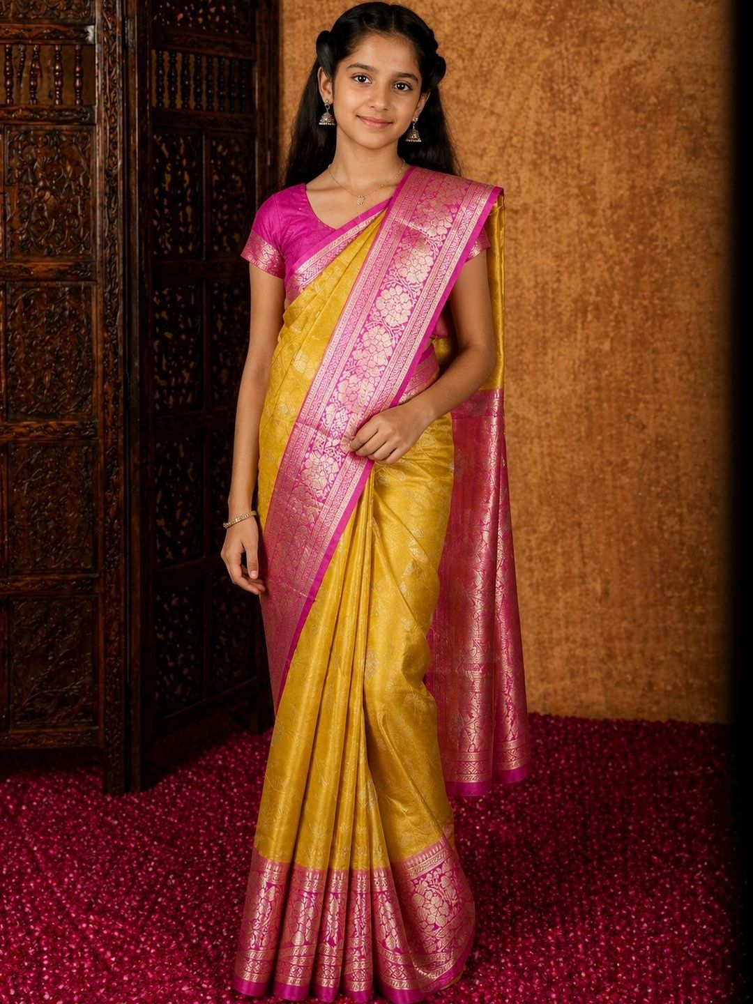 Sangria Girls Woven Design Zari Art Silk Saree-picture-45