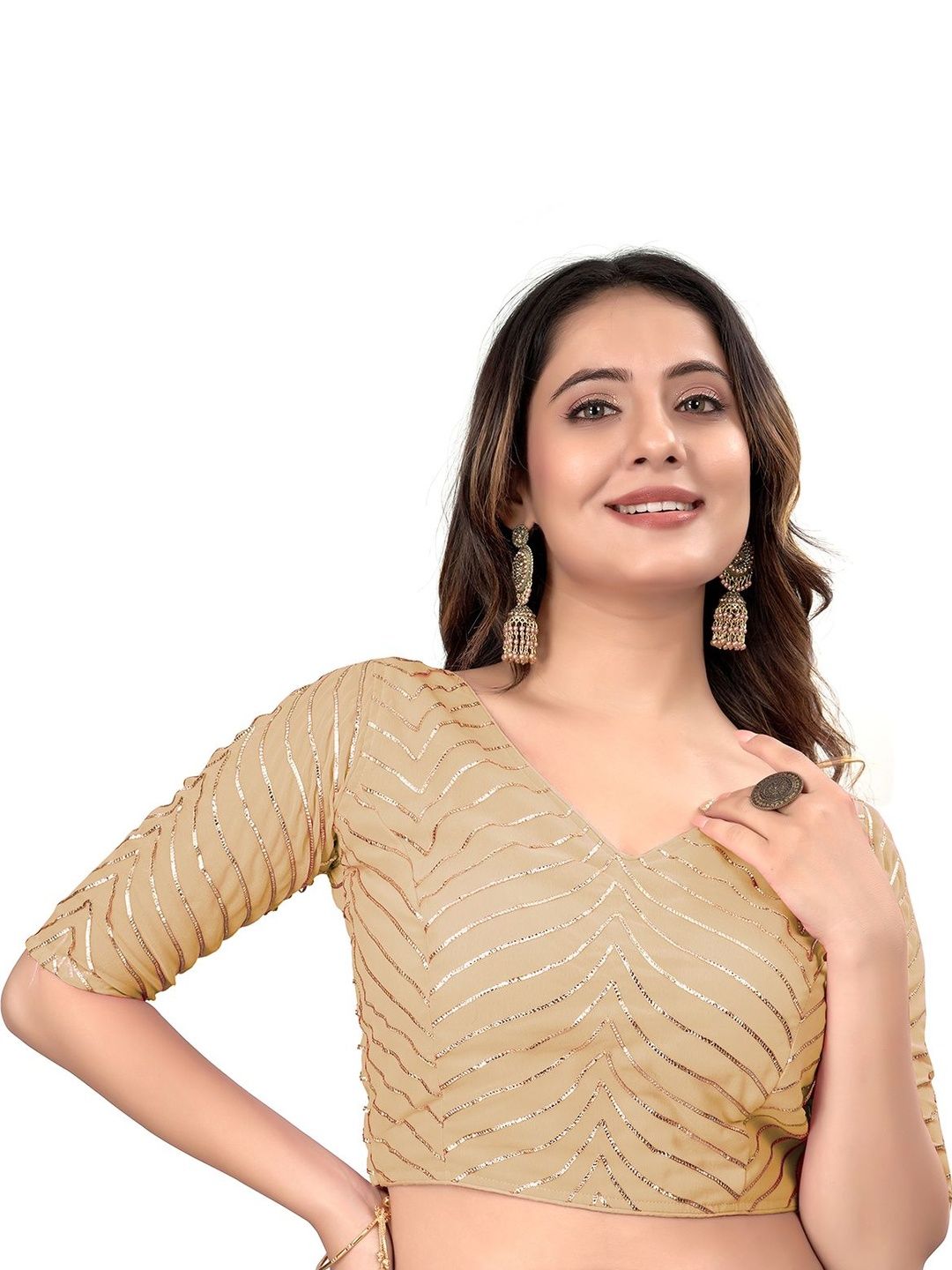 Moda Rapido Silk Embellished Sequinned Saree Blouse-picture-20