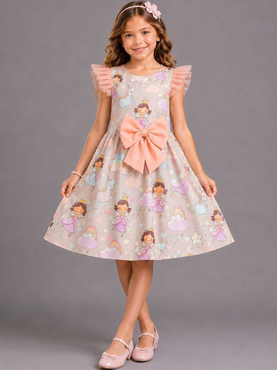 The Little Tales Print Flutter Sleeve Ruffled A-Line Dress-picture-33