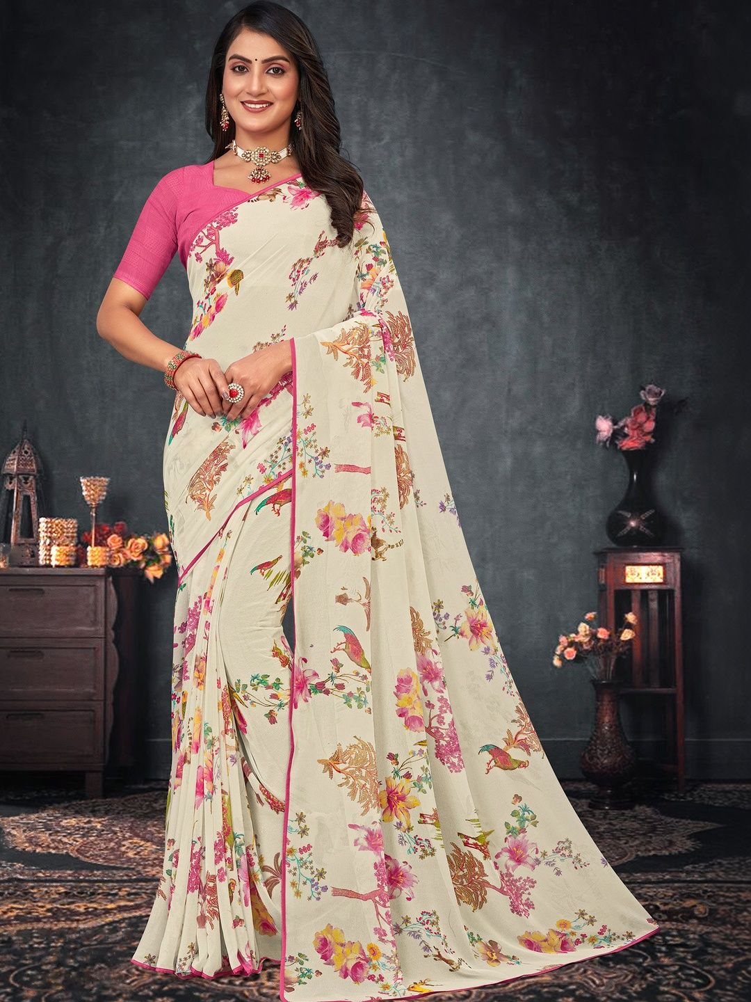 Laxmipati Floral Poly Georgette Designer Saree-picture-42