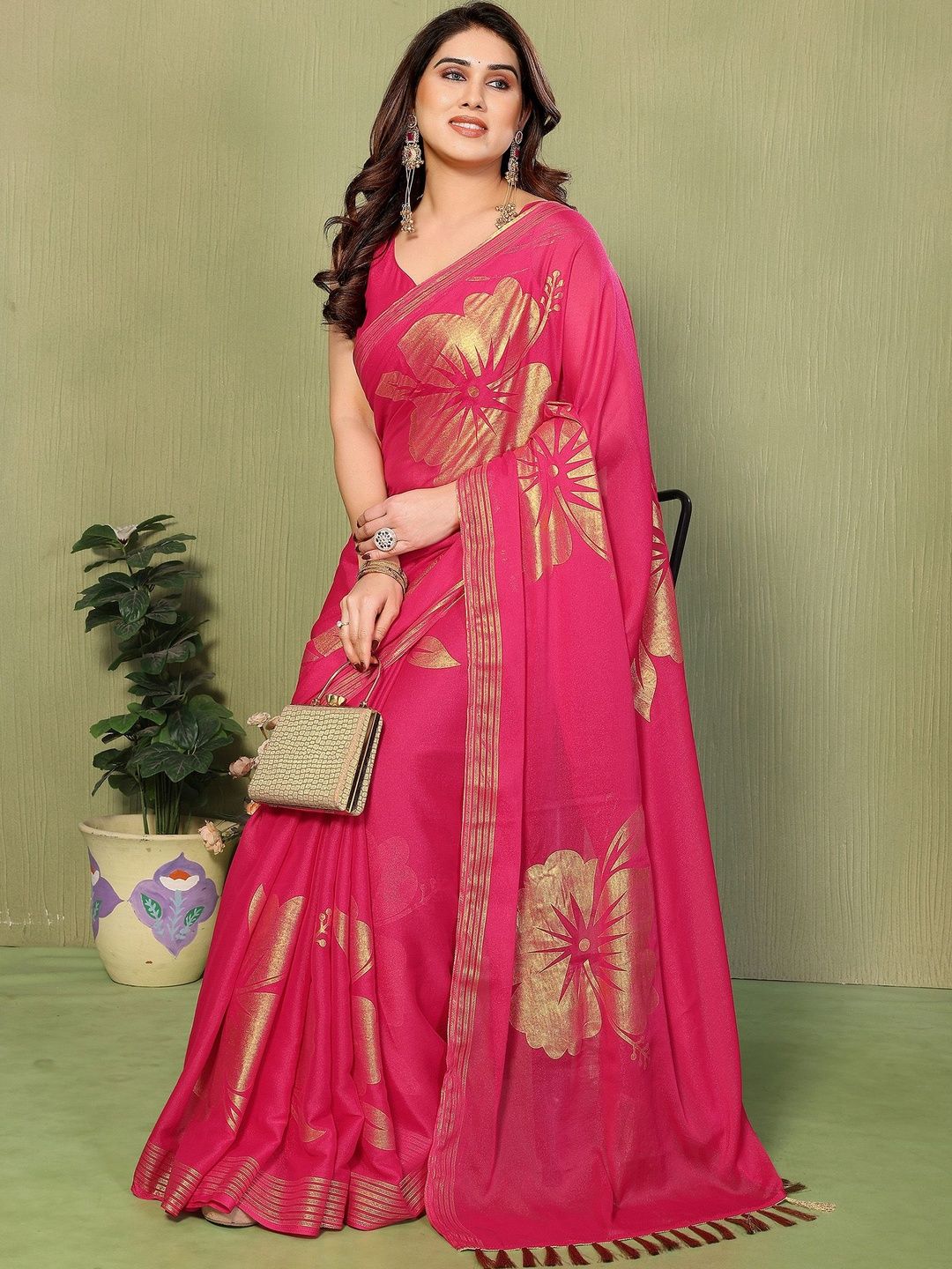 KALINI Zari Pure Georgette Designer Block Print Saree-image-43