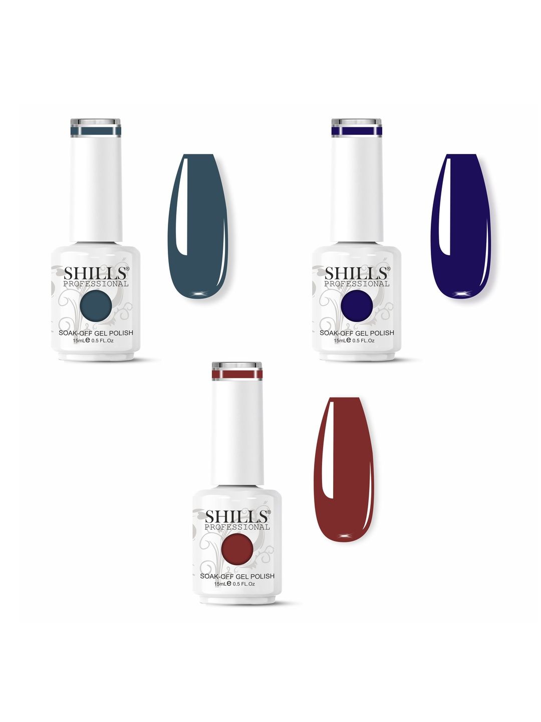 shills professional Set Of 3 Long Lasting Soak Of Gel Nail Polish - 15 ml Each-picture-17