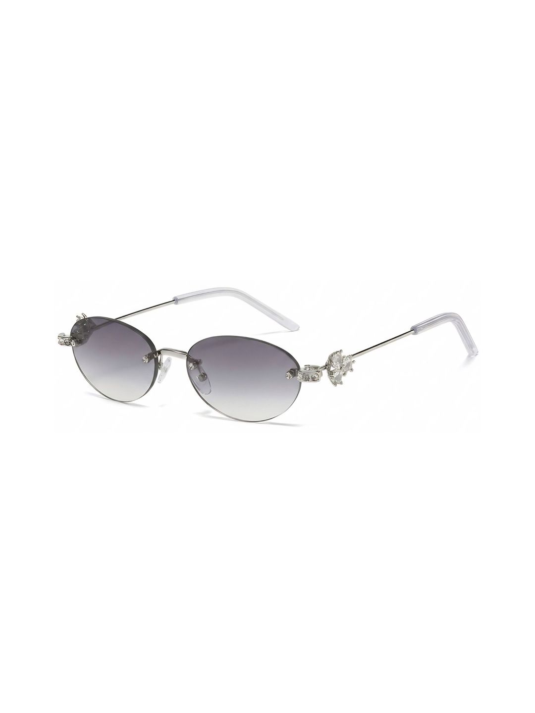 4Flaunt Unisex Grey Lens & Silver-Toned Oval Sunglasses with-image-15