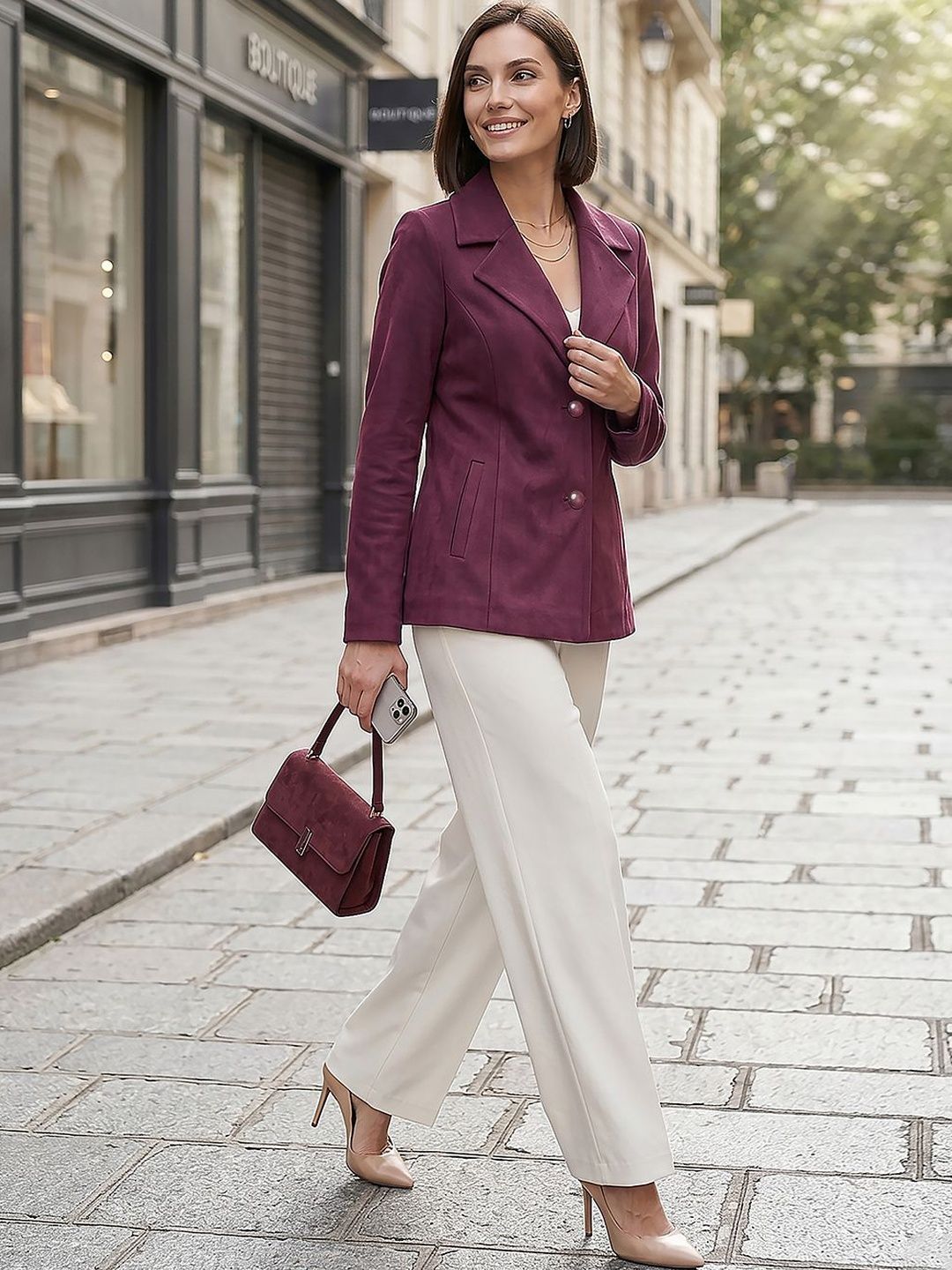 Navsha Notched Lapel Single-Breasted Tailored Fit Blazers