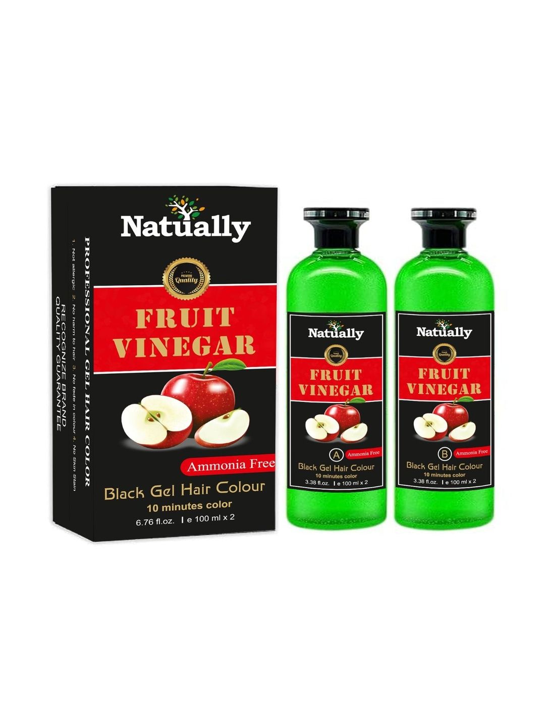 NATUALLY Set Of 2 Fruit Vinegar Gel Hair Colour - 100 ml Each - Black-picture-8