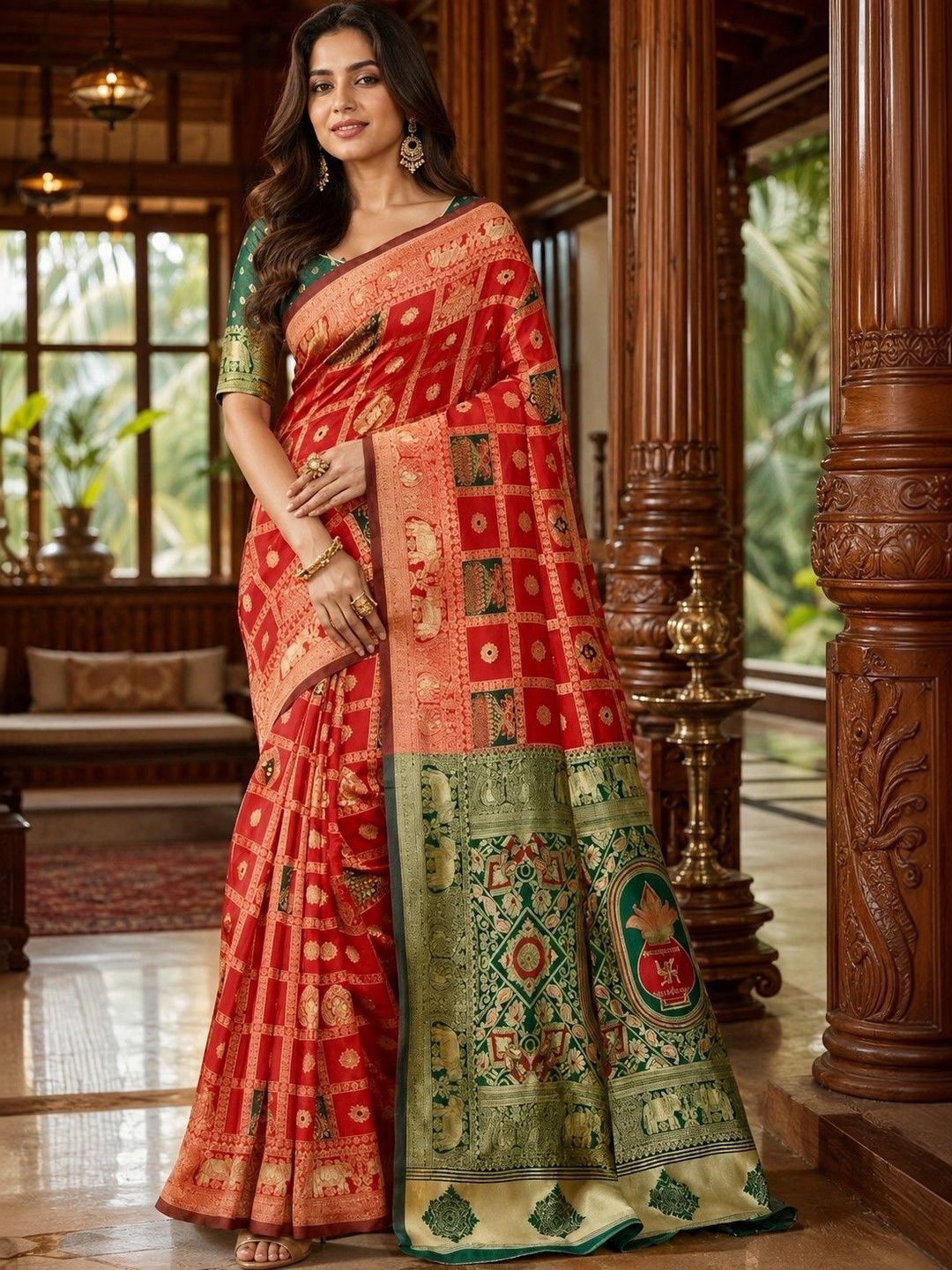 Sangria Woven Design Zari Art Silk Kanjeevaram Saree-image-24