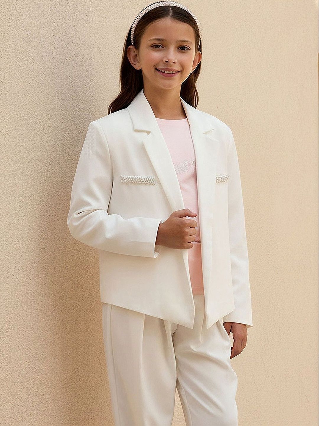 Juniors by Babyshop Girls Embellished Notched Lapel Collar Open Front Party Blazer-picture-21