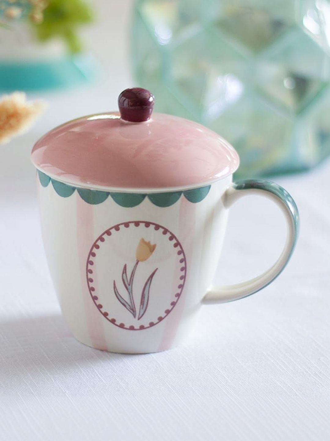 The Wishing Chair Multicoloured Floral Printed Ceramic Glossy Mugs Set of Cups and Mugs-picture-37