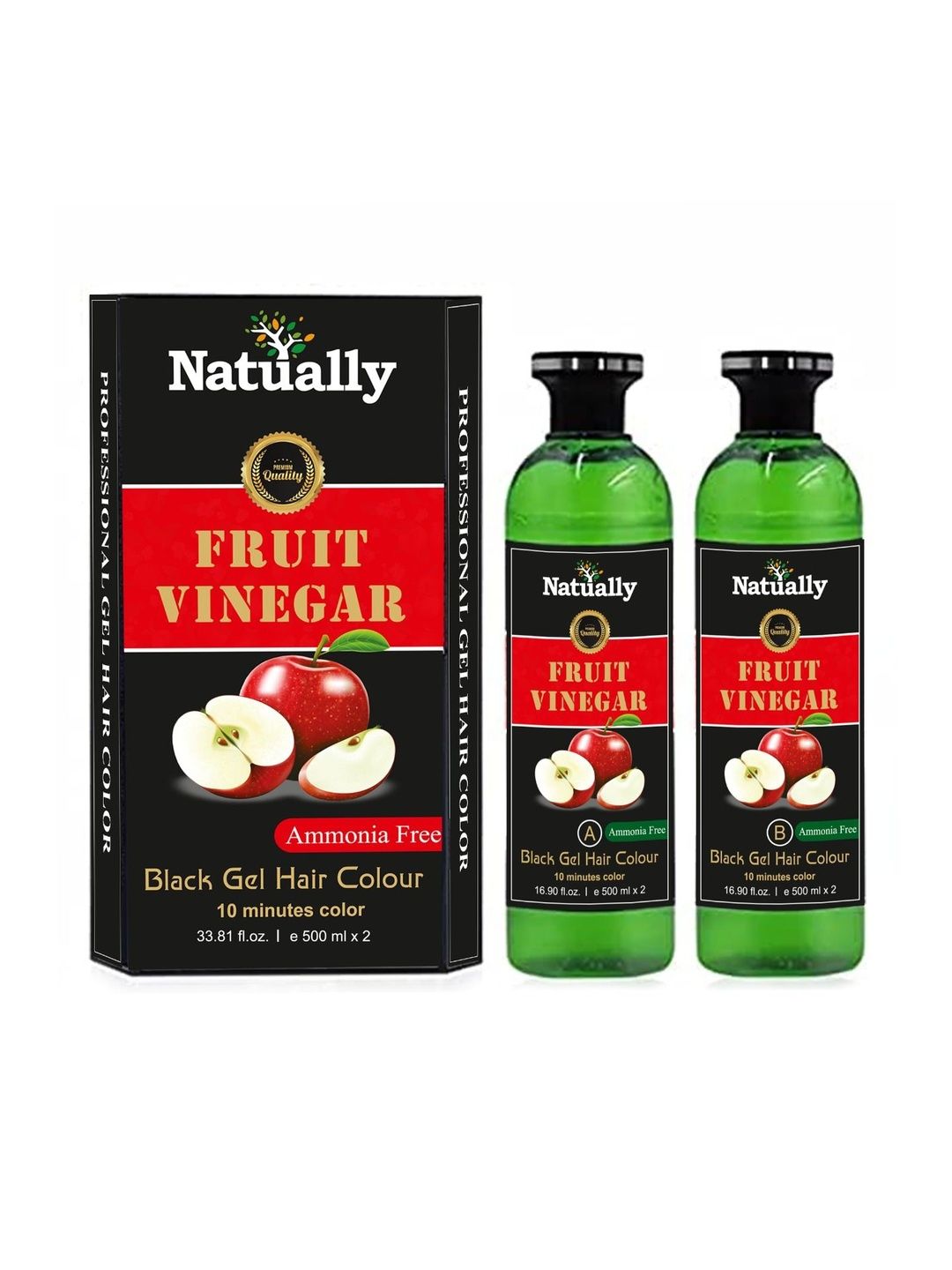 NATUALLY Set Of 2 Fruit Vinegar Black Gel Hair Color - 500 ml Each-picture-27