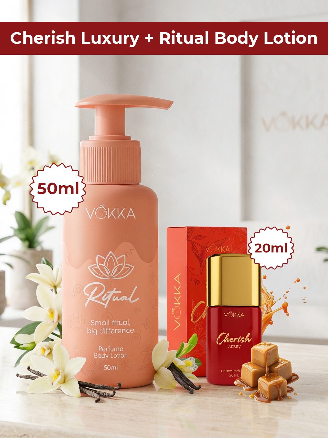 VOKKA Set Of 2 Cherish Luxury Perfume - 20 ml & Ritual Perfume Body Lotion - 50 ml-picture-17