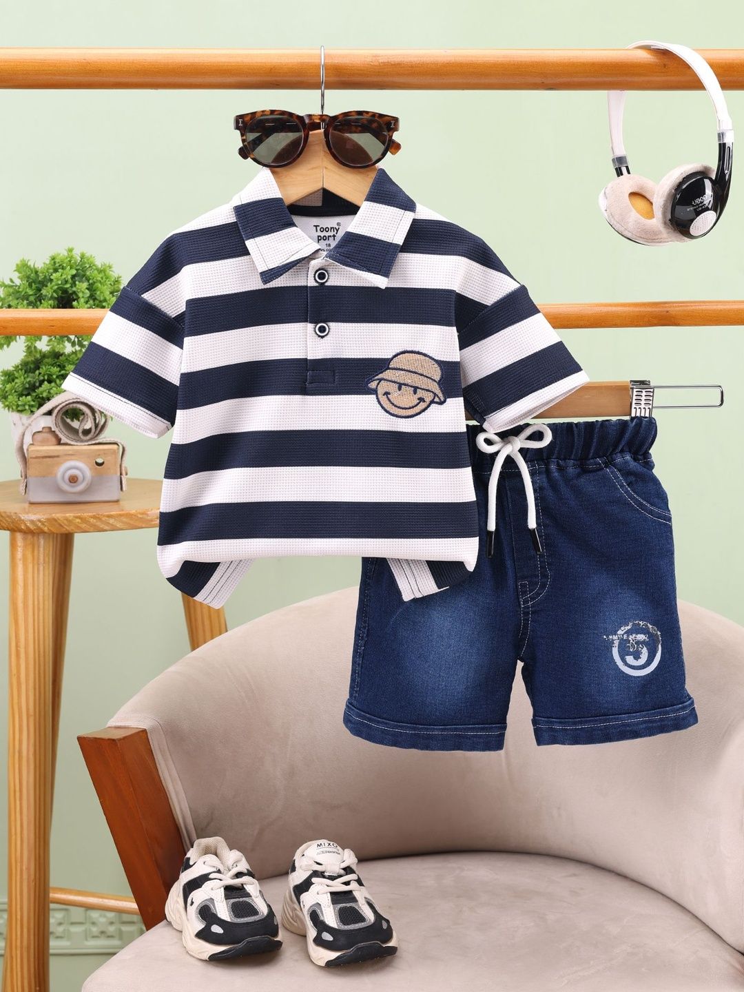 Toonyport Boys Striped T-shirt with Shorts-picture-10