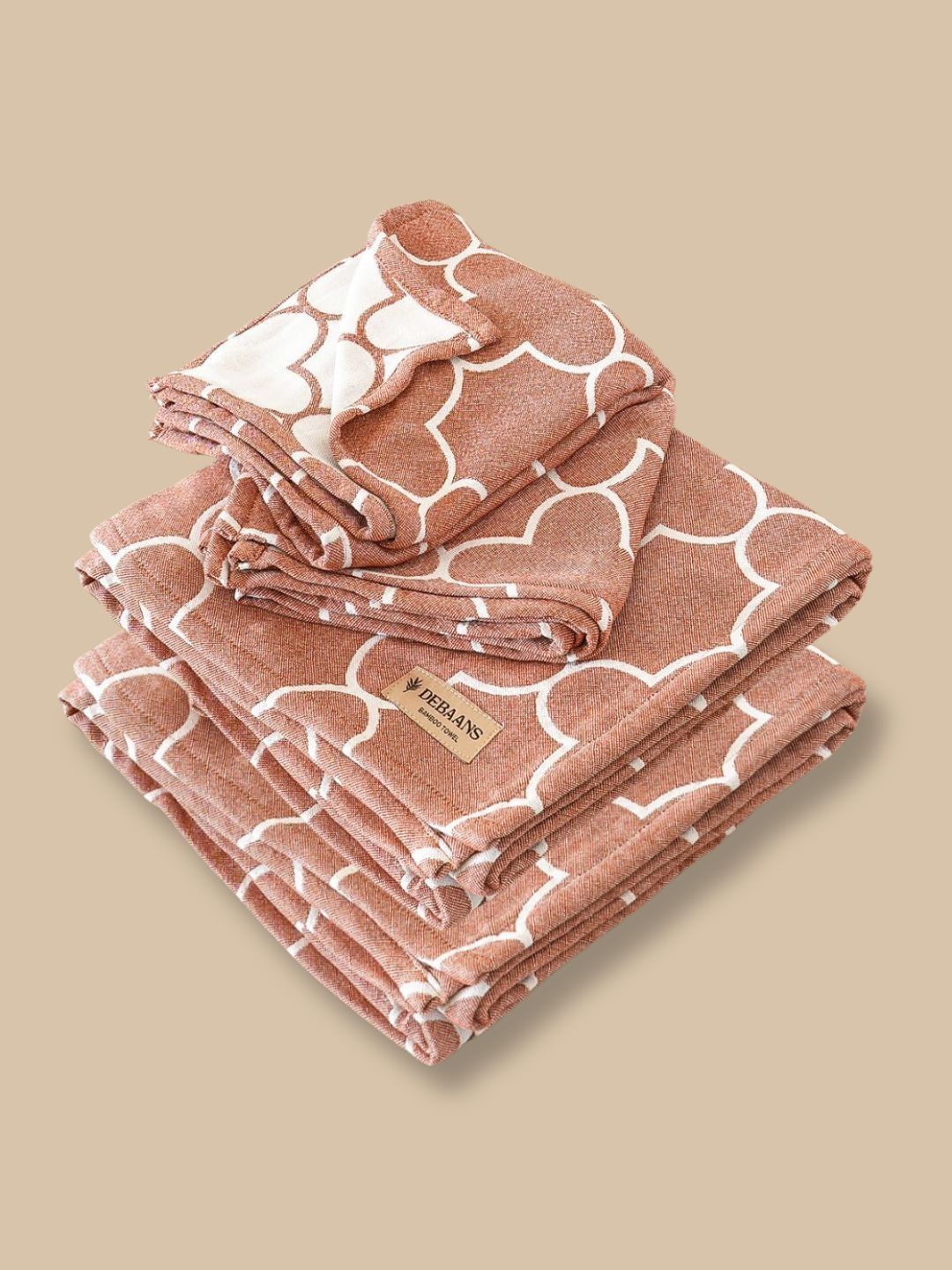 DEBAANS Rust & White 4 Piece Printed Other 270 GSM Towel Set-picture-56