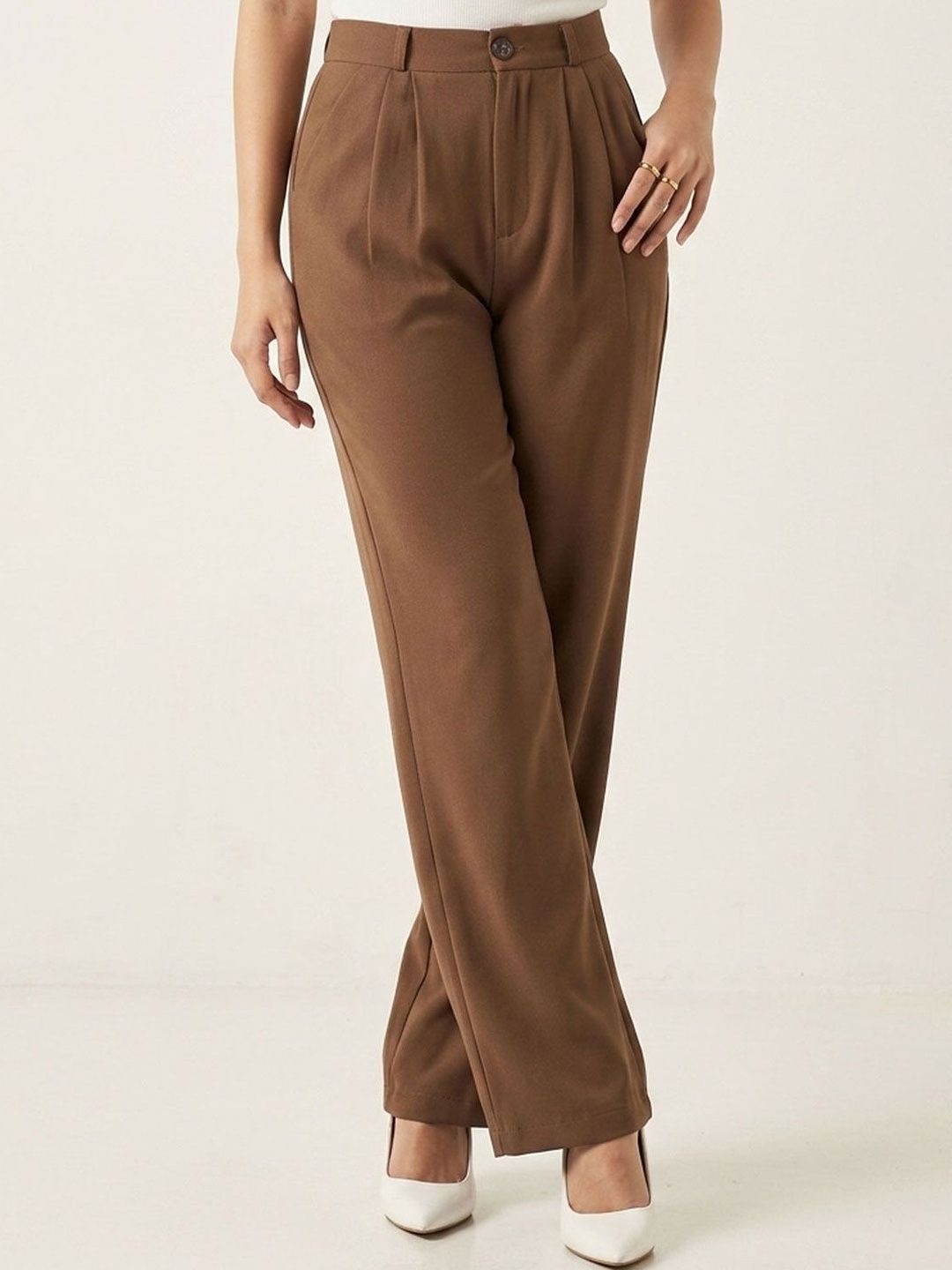Sheluxe Women Comfort Straight Fit High-Rise Pleated Trousers-picture-27