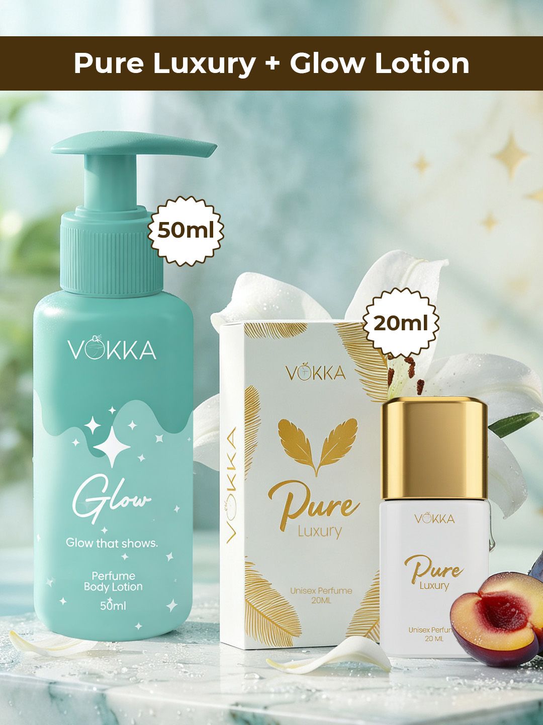 VOKKA Set Of 2 Pure Luxury Perfume - 20 ml & Glow Perfume Body Lotion - 50 ml-picture-15