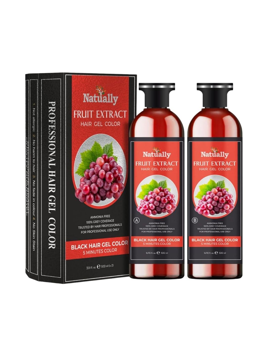 NATUALLY Set Of 2 Fruit Extract Hair Colour Gel - 500 ml Each - Wine Black-picture-6