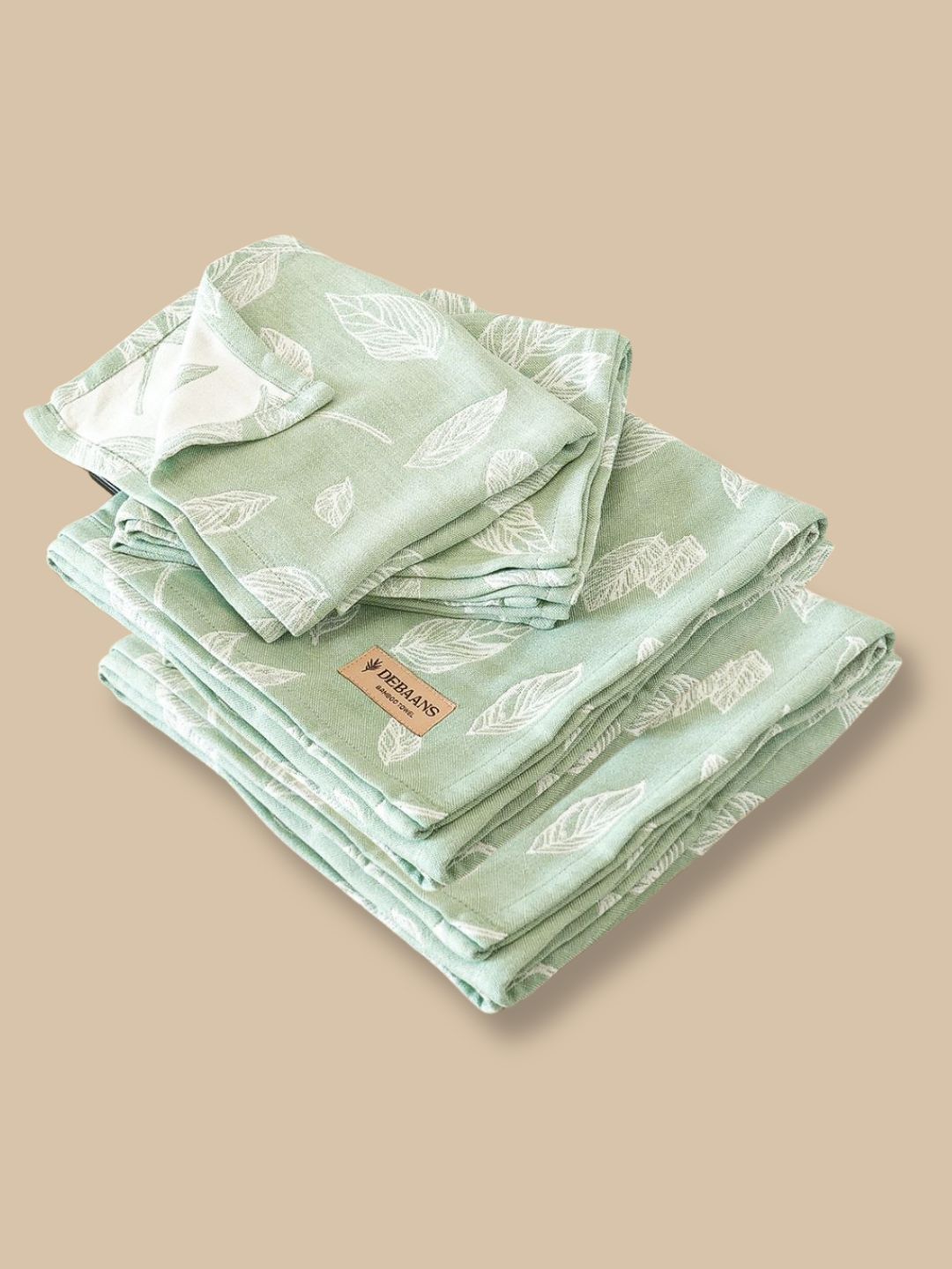 DEBAANS Green & White 4 Piece Printed Other 270 GSM Towel Set-picture-39