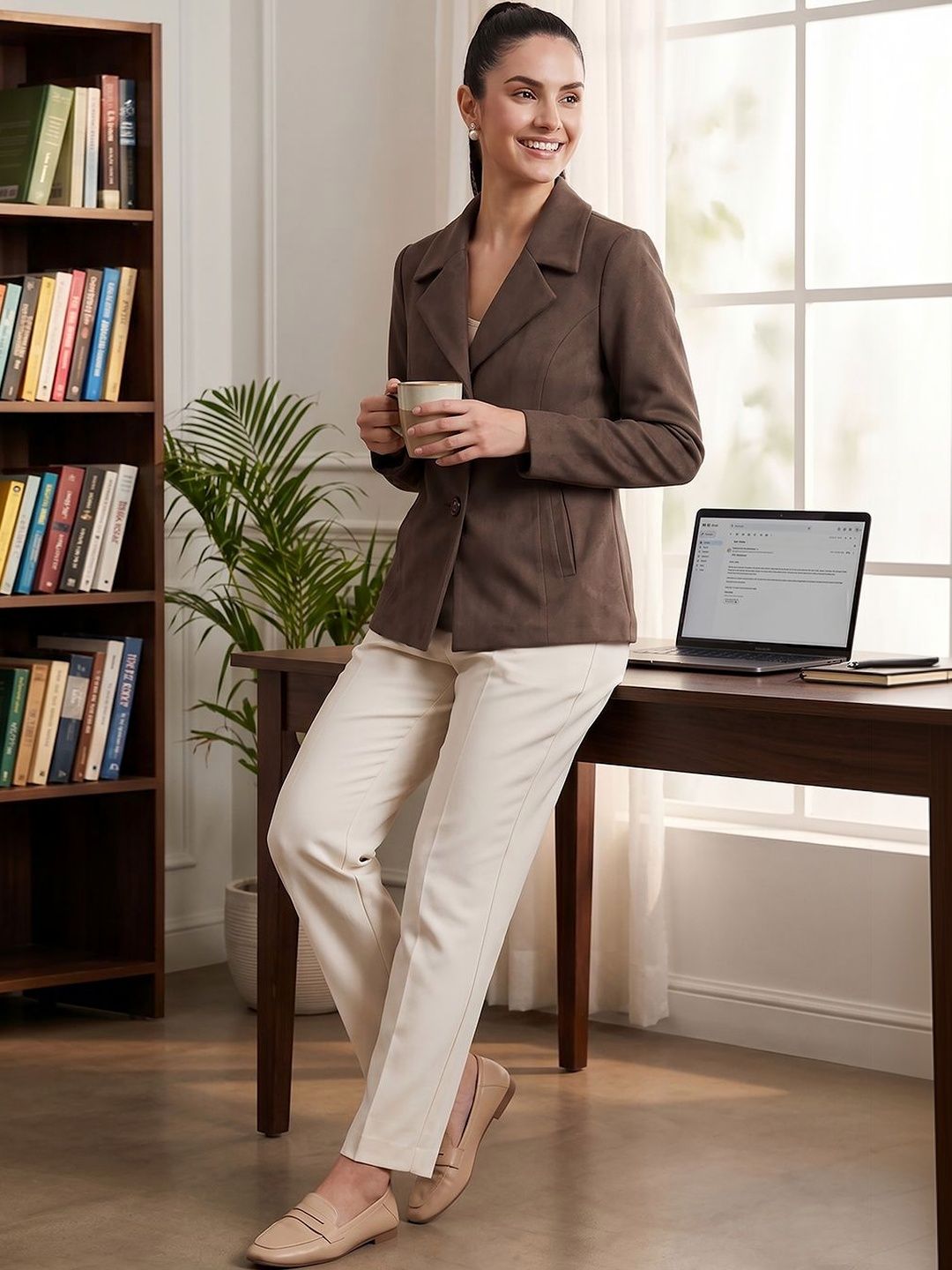 Navsha Notched Lapel Single-Breasted Tailored Fit Blazers