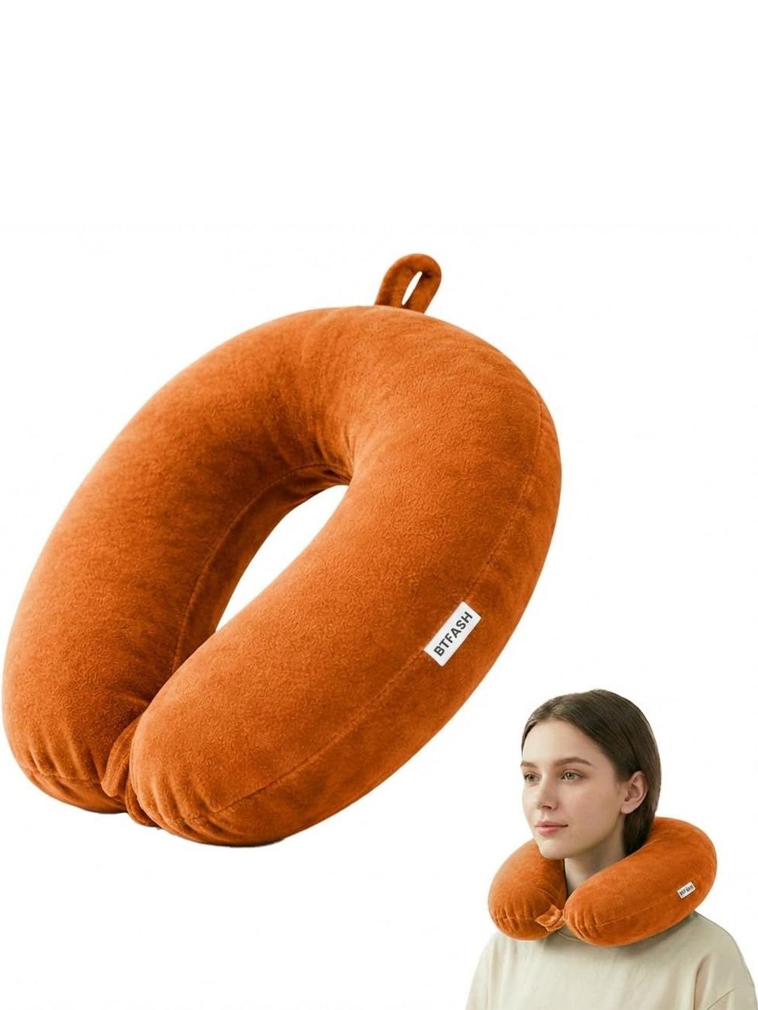 BTfash Mustard Fibre Filled Polyester Travel Pillow-image-25