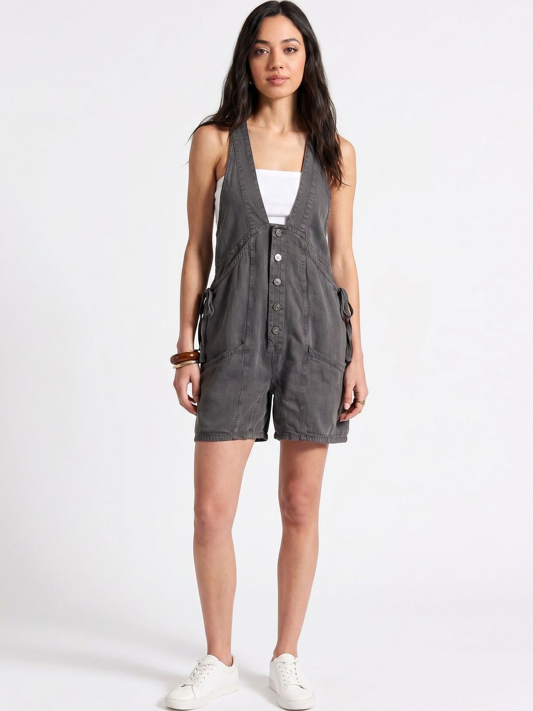 GLAM & CHIQUE V-Neck Cotton Playsuit-image-12