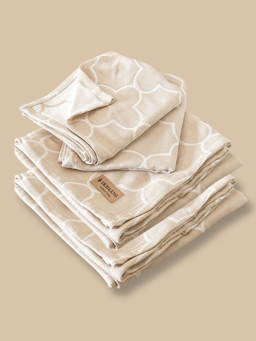 DEBAANS Beige 4 Piece Printed Other 270 GSM Towel Set-picture-21