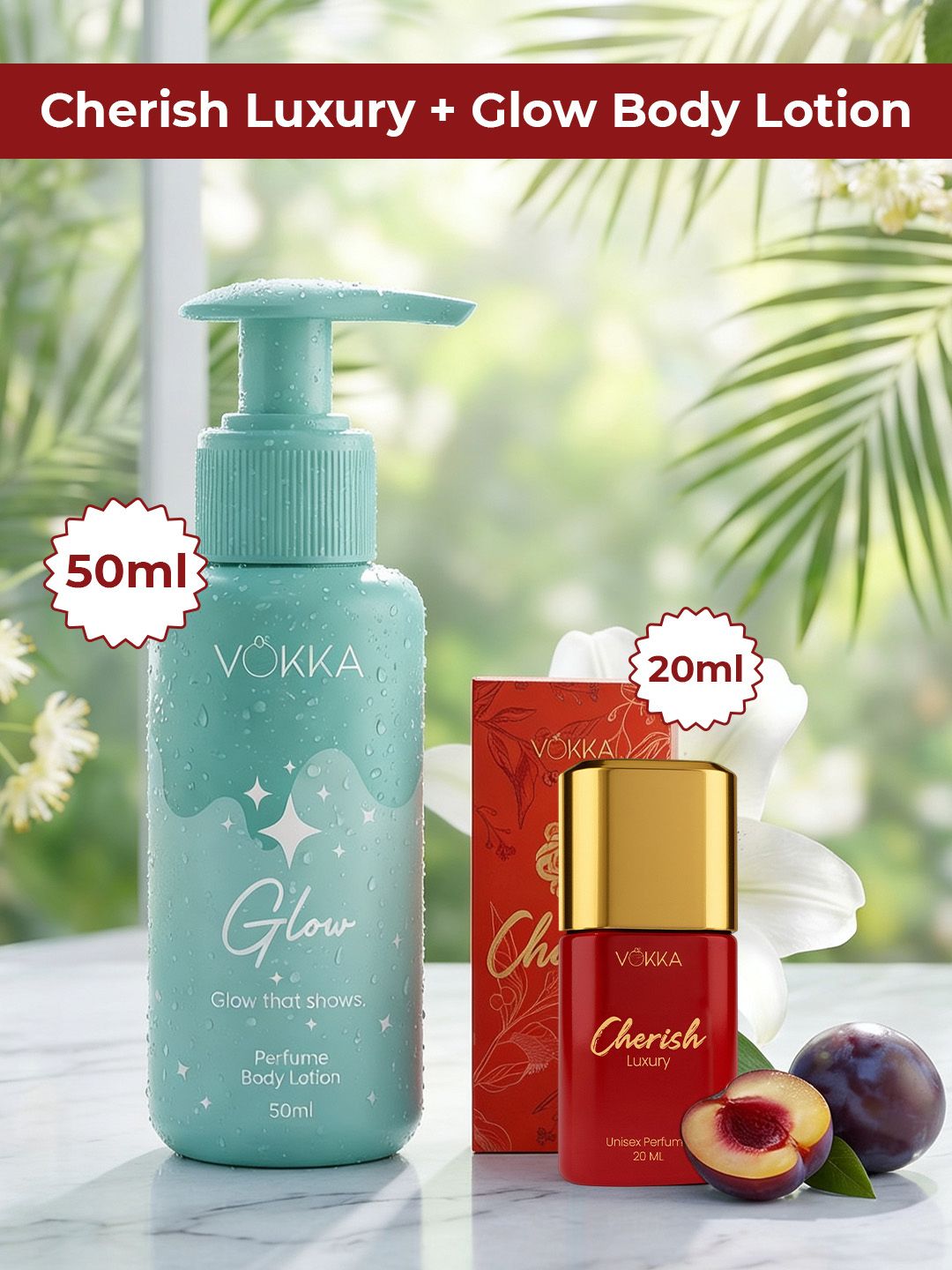 VOKKA Set Of 2 Cherish Luxury Perfume - 20 ml & Glow Perfume Body Lotion - 50 ml-image-18