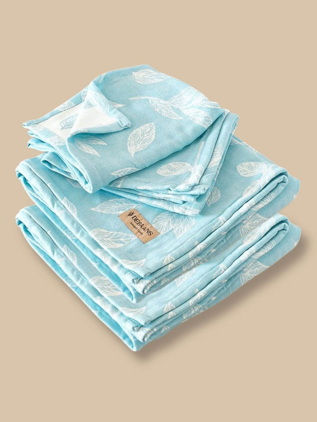 DEBAANS Blue & White 4 Piece Printed Other 270 GSM Towel Set-picture-13