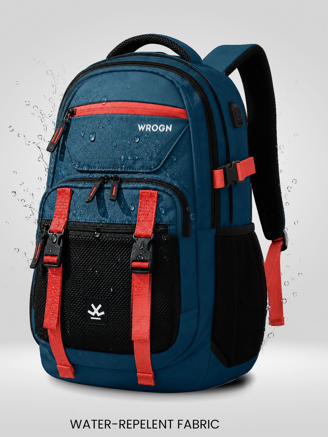 WROGN Unisex Brand Logo Backpack with USB Charging Port-picture-19