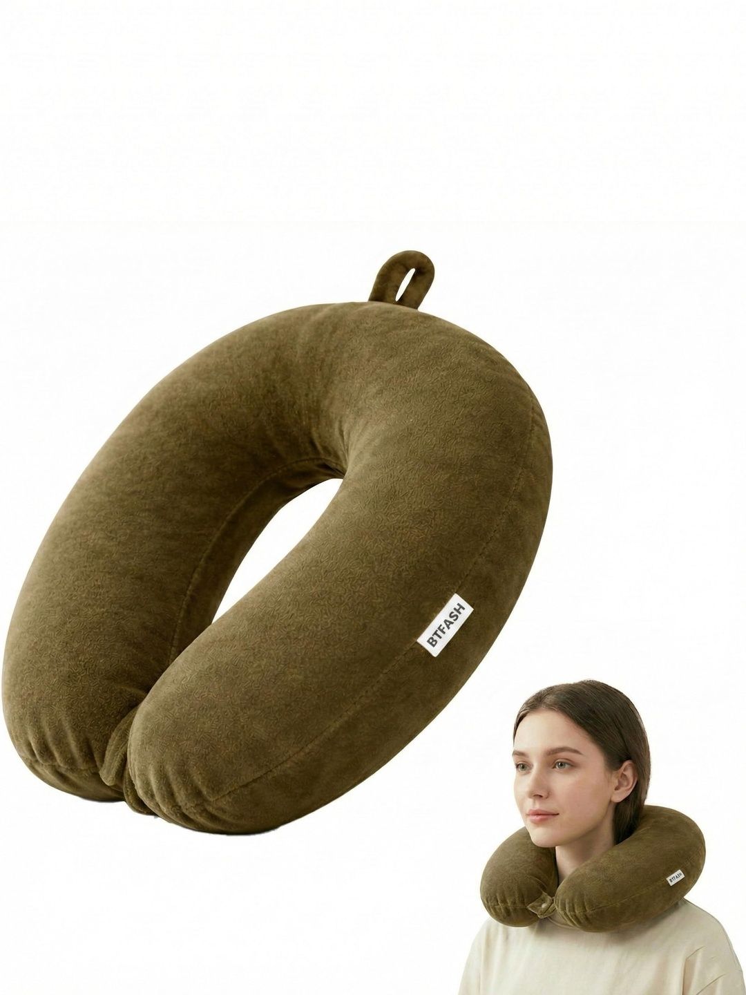 BTfash Tan Fibre Filled Polyester Travel Pillow-image-27