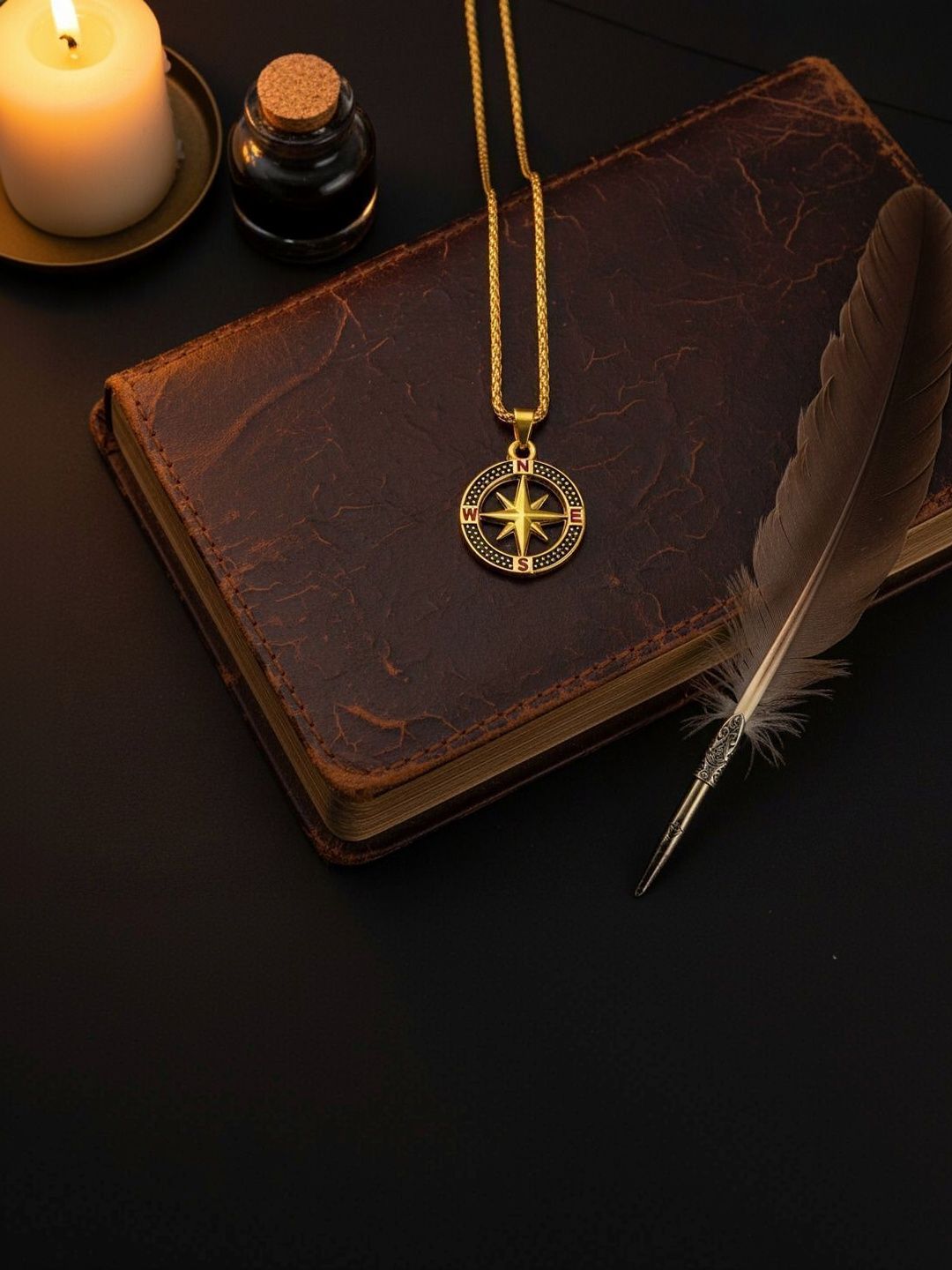 PASU FASHION Gold-Plated Circular Pendants with Chains-picture-17